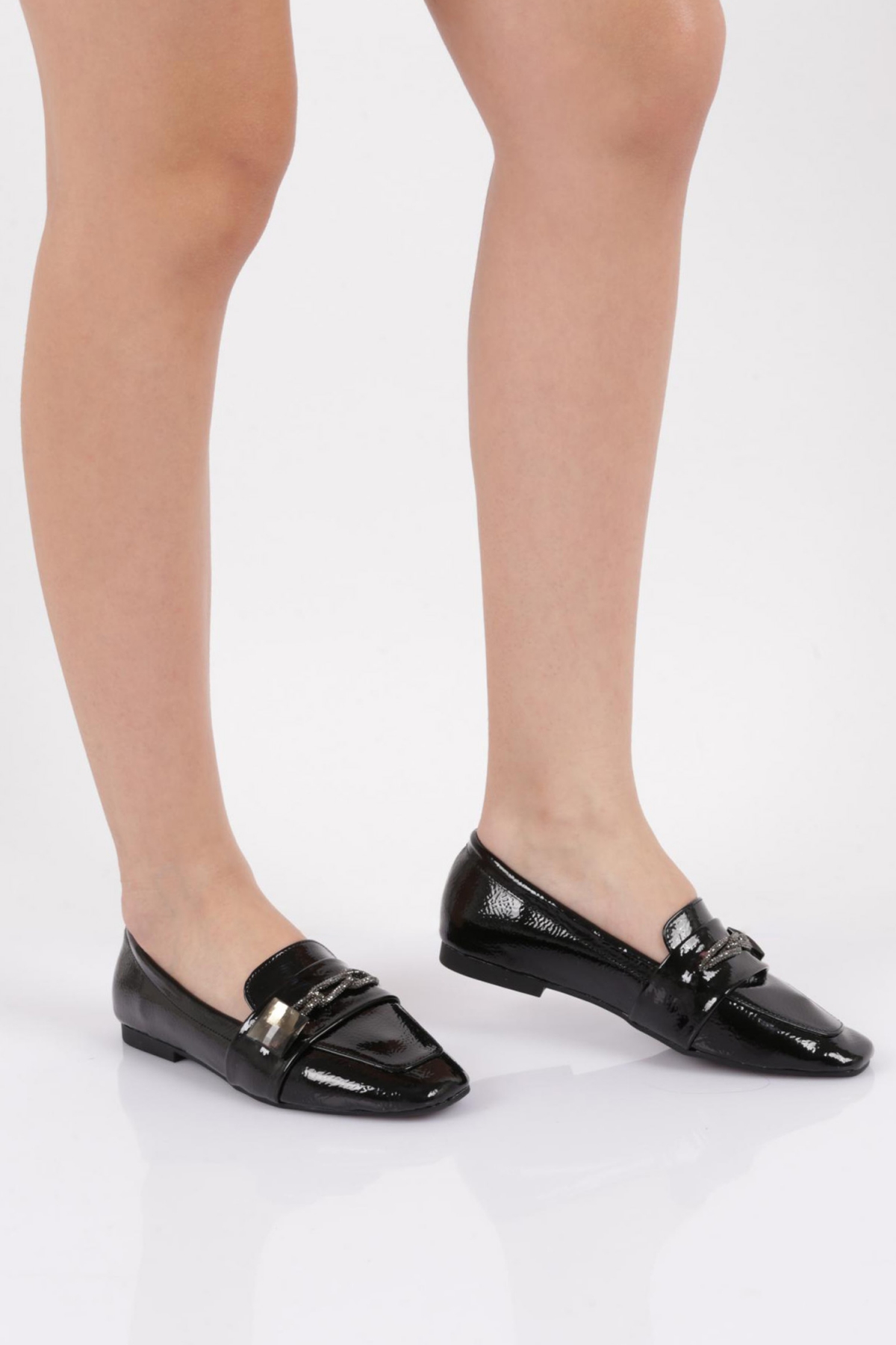 5002 Kadin Silver Taş Aksesuarli Babet - Görsel 2