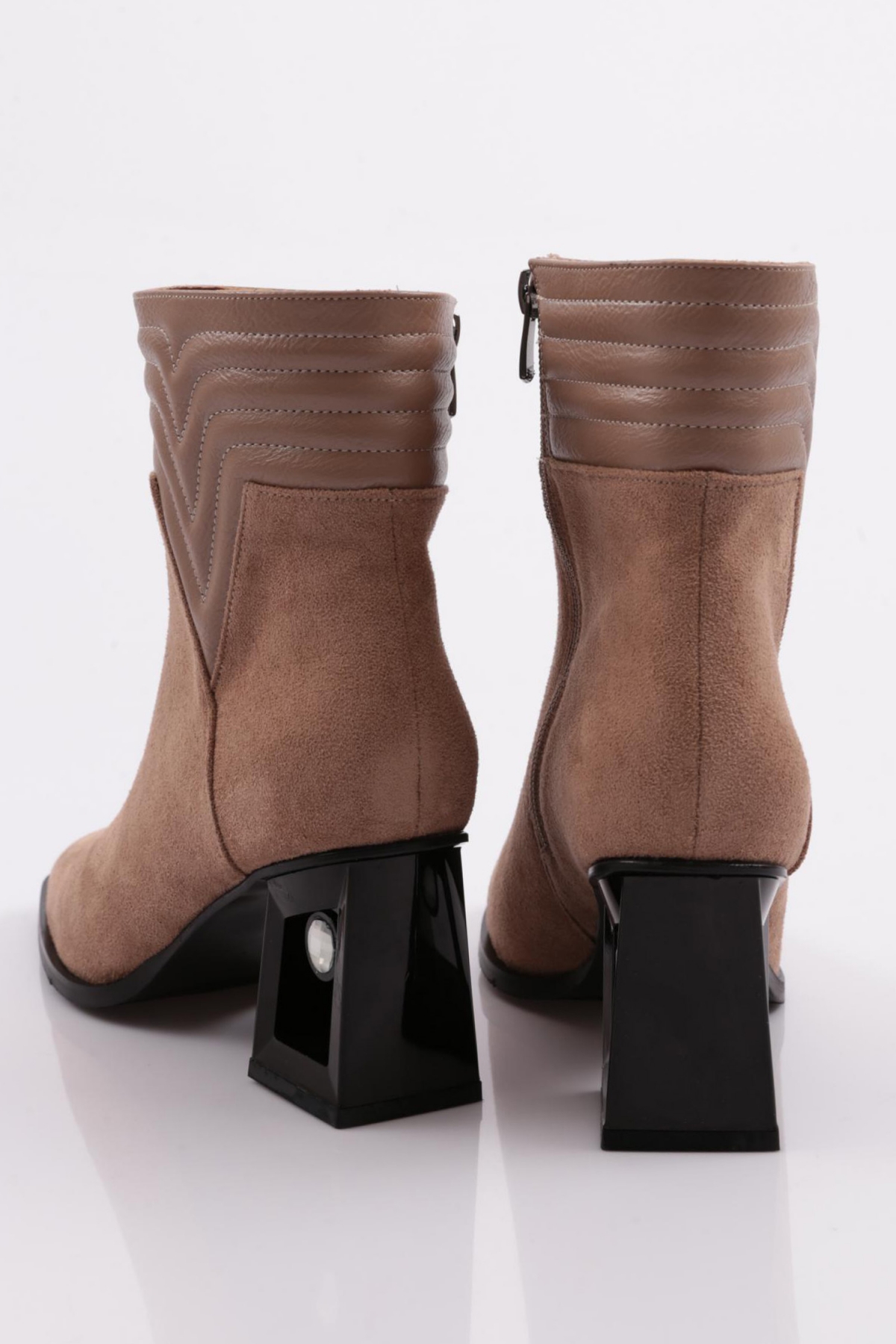 865-22K Kadin Biye Detayli Kristal Taş Topuklu Bot - Görsel 4