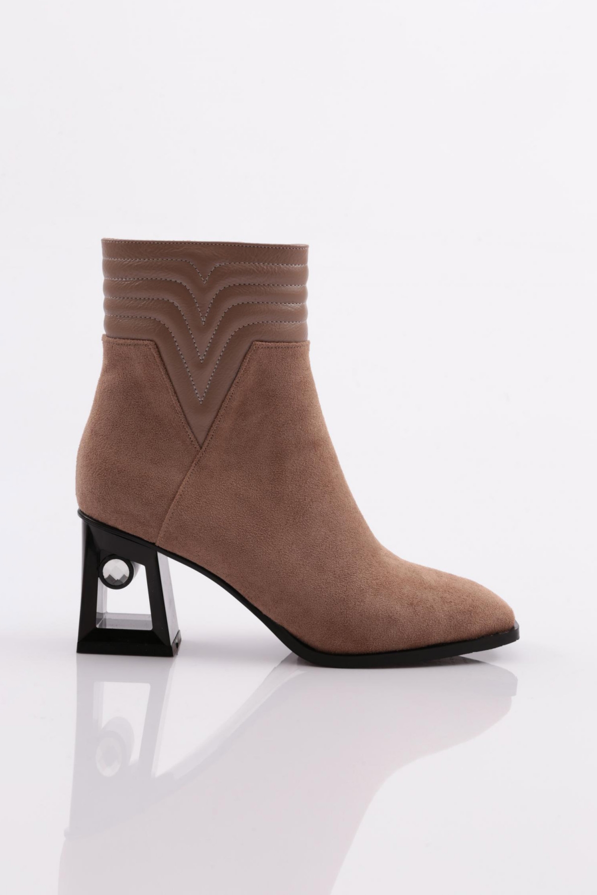 865-22K Kadin Biye Detayli Kristal Taş Topuklu Bot - Görsel 6