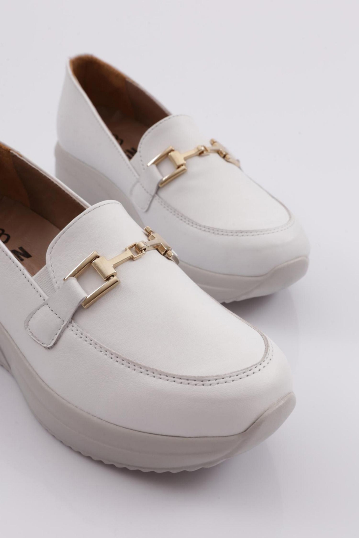 Dgn Dgn Beyaz 2237 Kadin Kalin Taban Comfort Ayakkabi Casual Ayakkabı | Flo Beyaz - 5. görsel