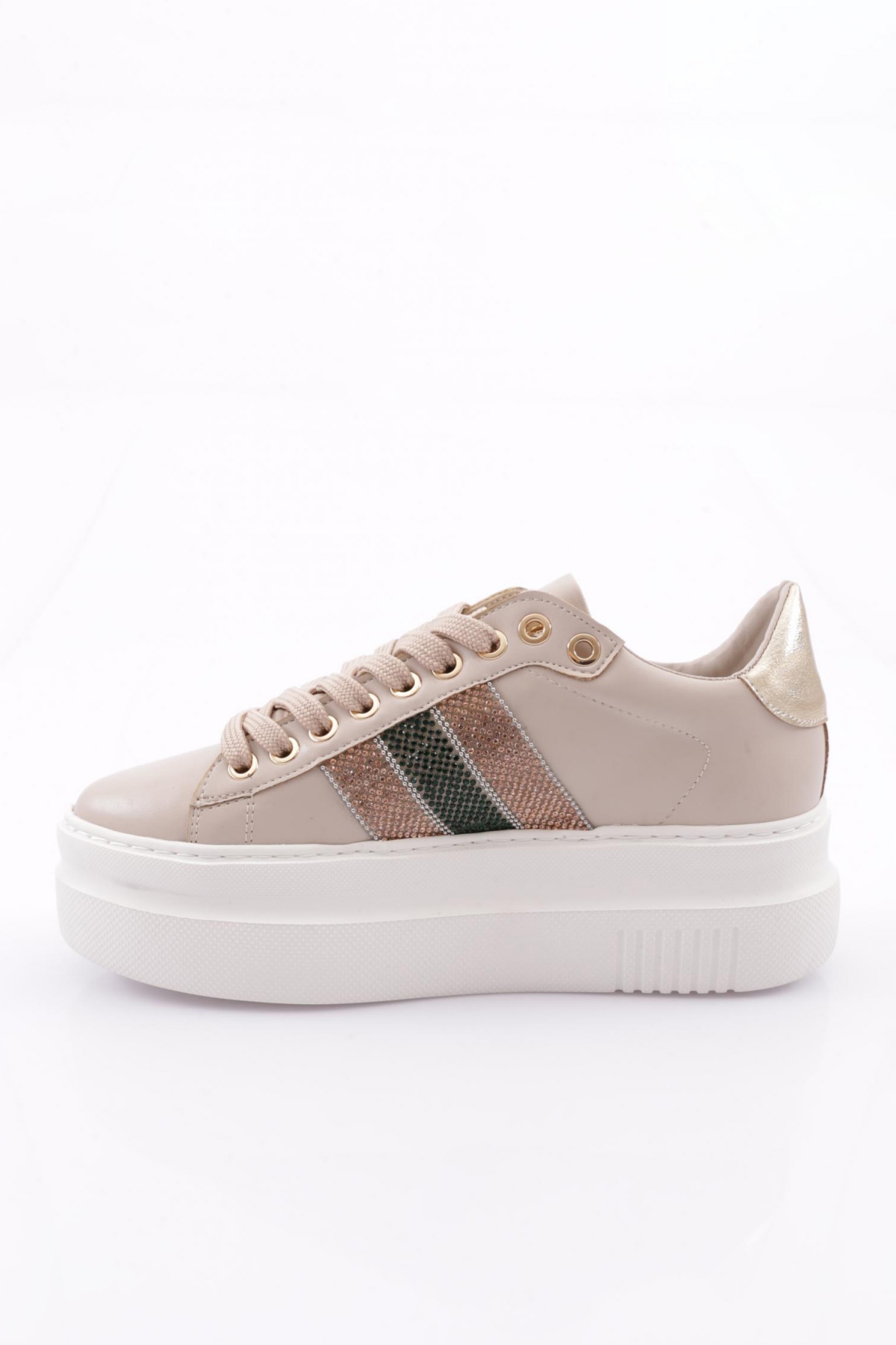 Es865 Kadin Kalin Silver Taşli Sneakers Ayakkabi - Görsel 4