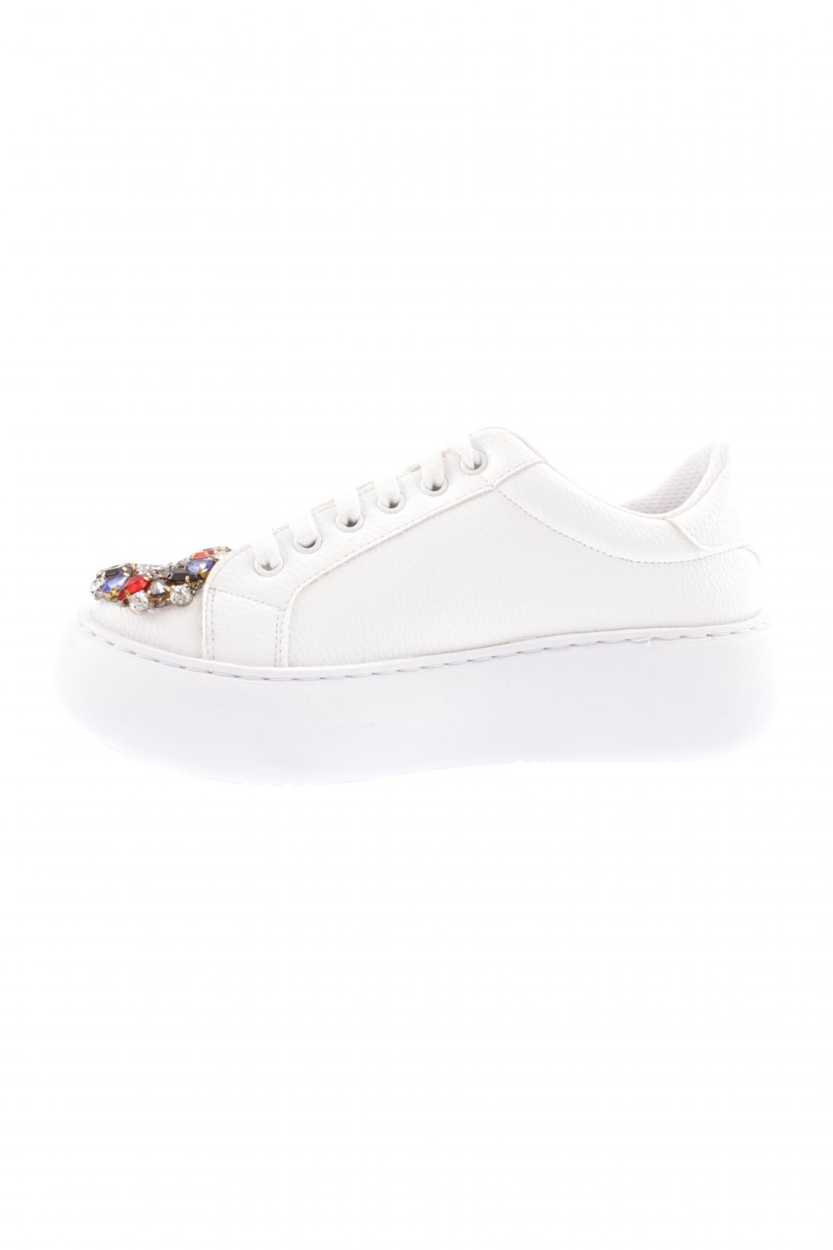 872-23Y Kadin Burnu Kristal Taş Tokali Bağcikli Ayakkabi - Görsel 4