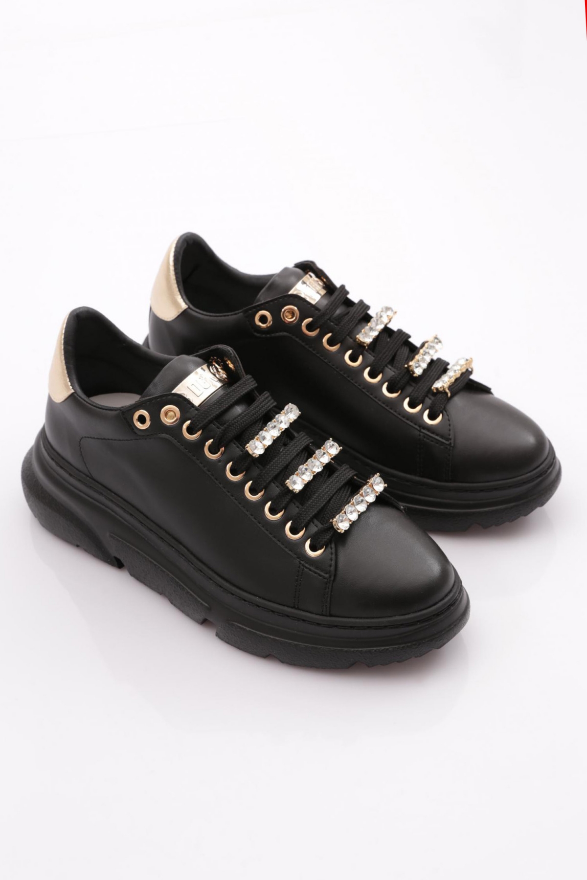 Es864 Kadin Kalin Kristal Taşli Sneakers Ayakkabi - Görsel 3