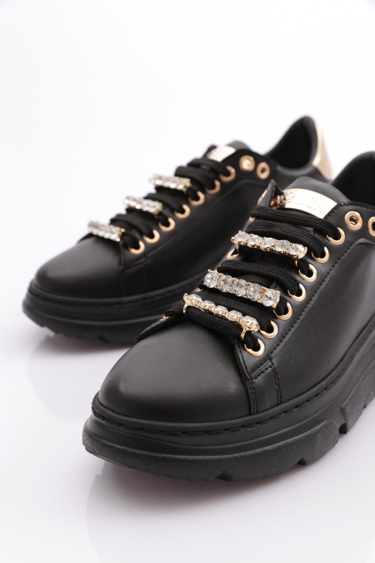 Es864 Kadin Kalin Kristal Taşli Sneakers Ayakkabi - Görsel 5