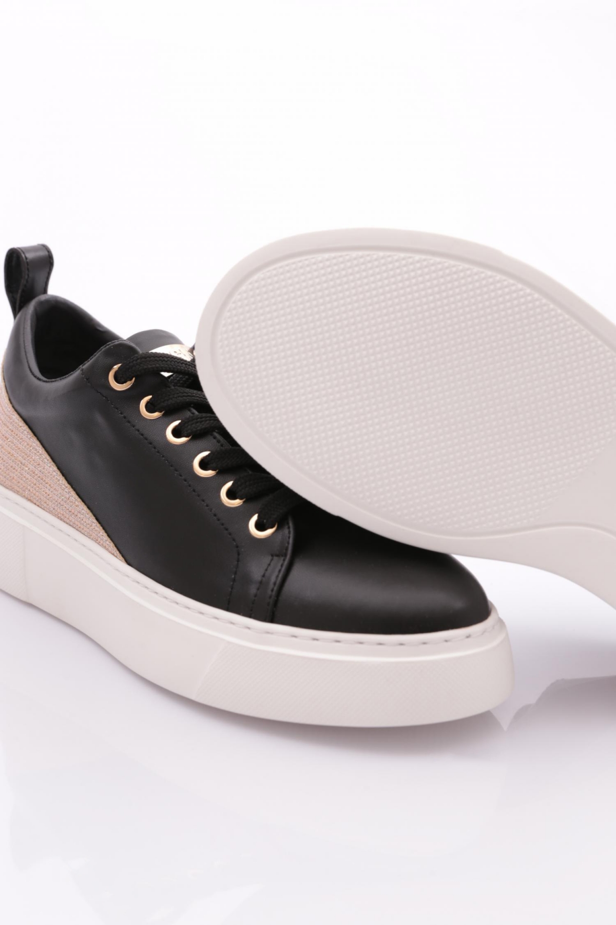 Es851 Kadin Kalin Taban Halhal Detayli Silver Taşli Sneakers Ayakkabi - Görsel 5