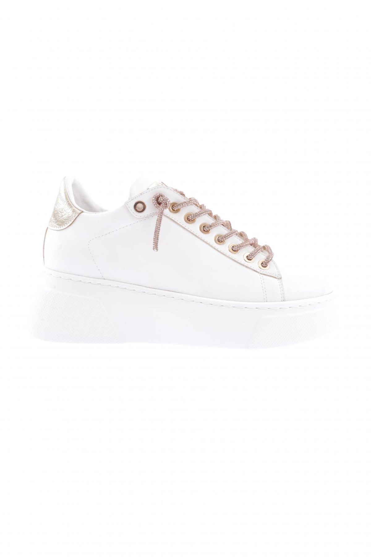 Es854-23Y Kadin Kalin Taban Silver Taş Bağcikli Sneakers Ayakkabi - Görsel 2