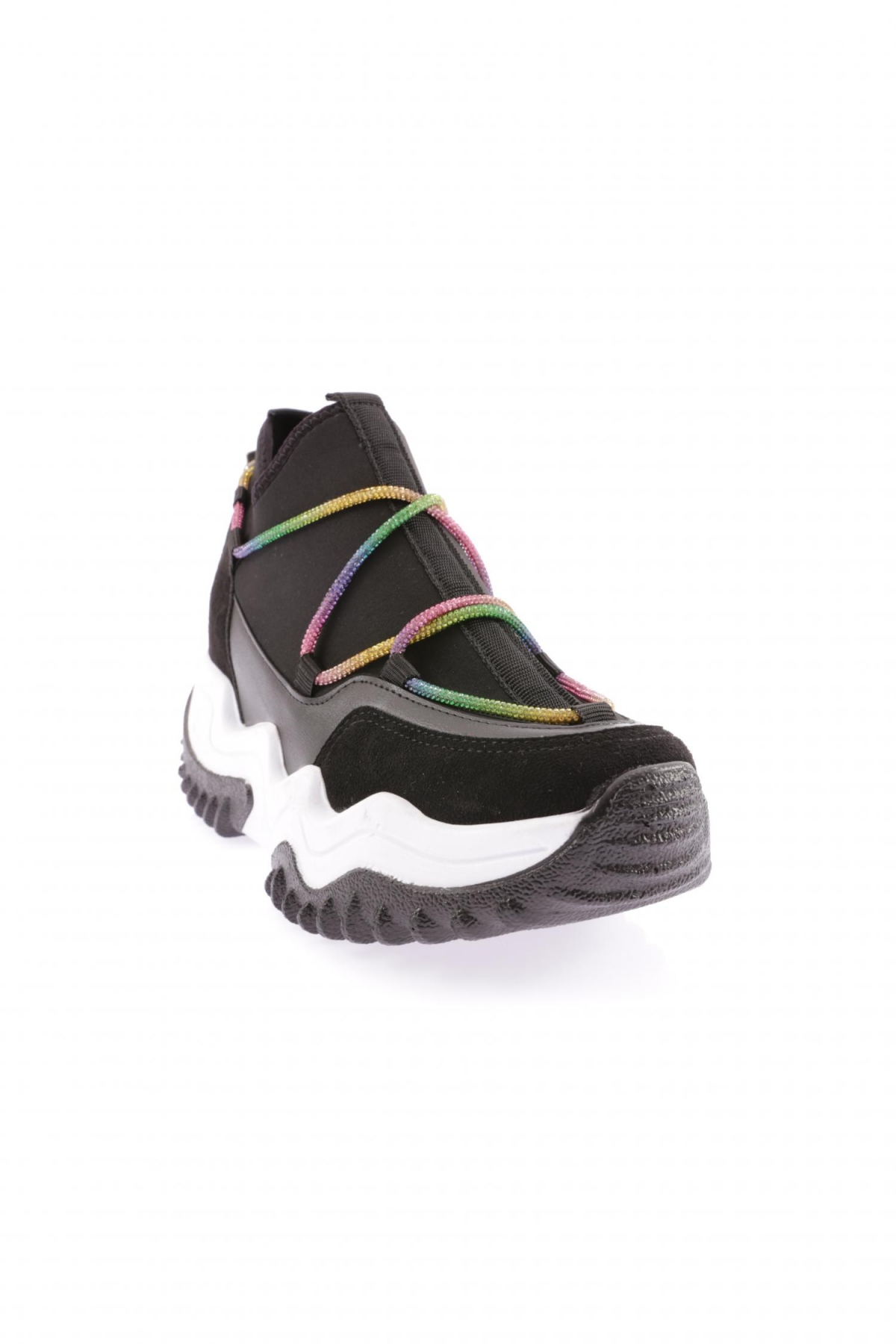 Z94 23Y Kadin Mega Kalin Taban Simli İp Detayli Sneakers Ayakkabi - Görsel 3