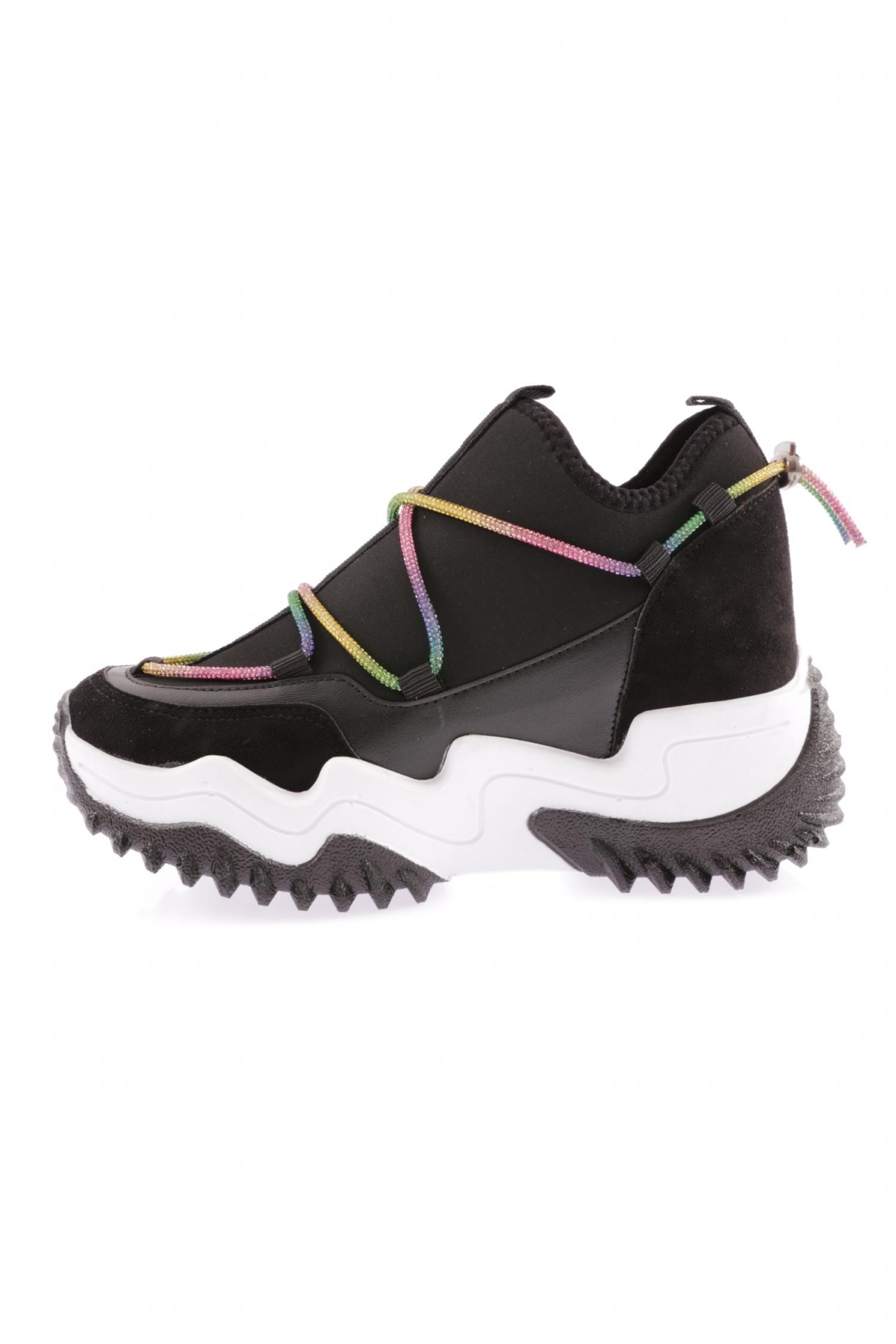 Z94 23Y Kadin Mega Kalin Taban Simli İp Detayli Sneakers Ayakkabi - Görsel 4