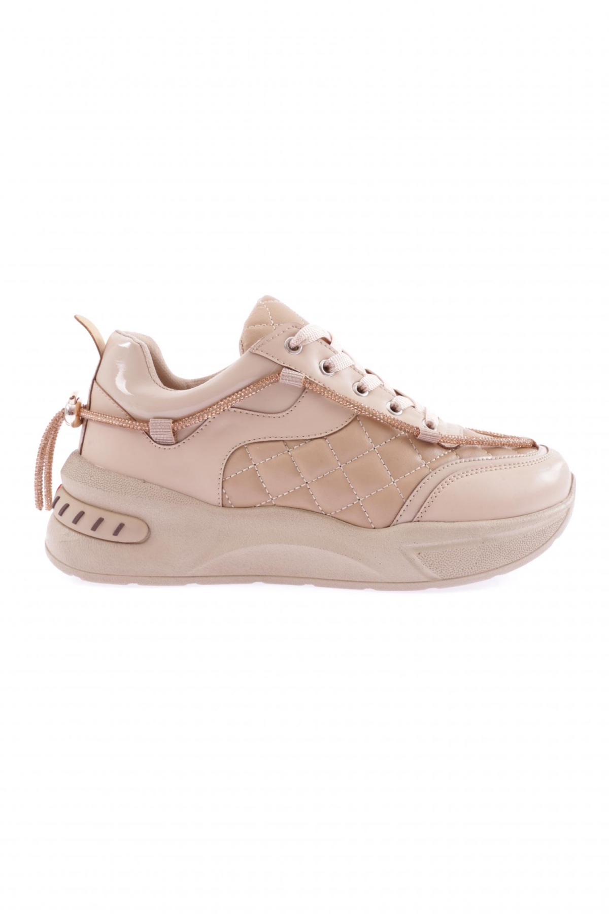 B2 Kadin Silver Taş İp Detayli Bağcikli Sneakers Ayakkabi - Görsel 2