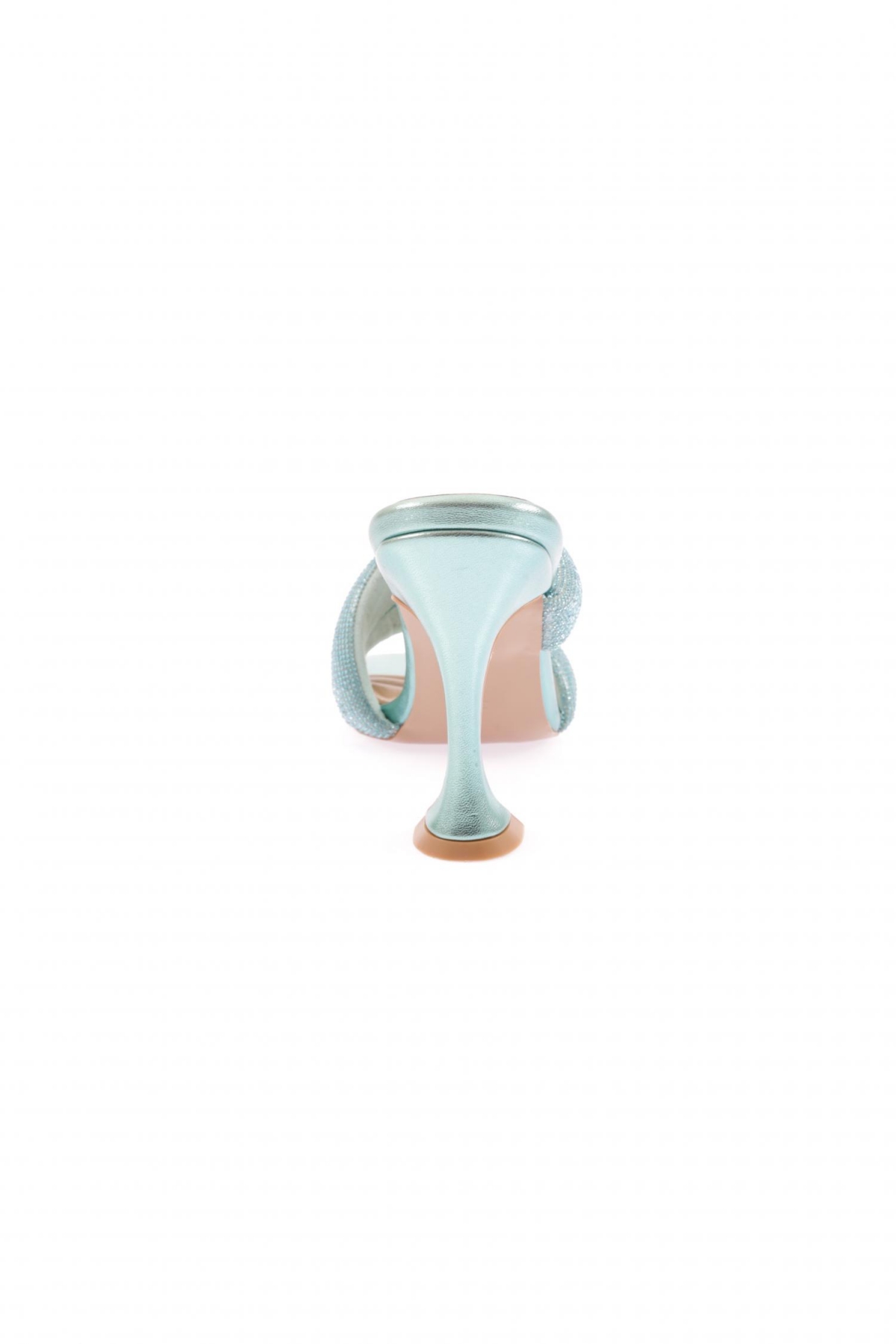 8038-23Y Kadin Silver Taşli Bant Atmali Topuklu Terlik - Görsel 5