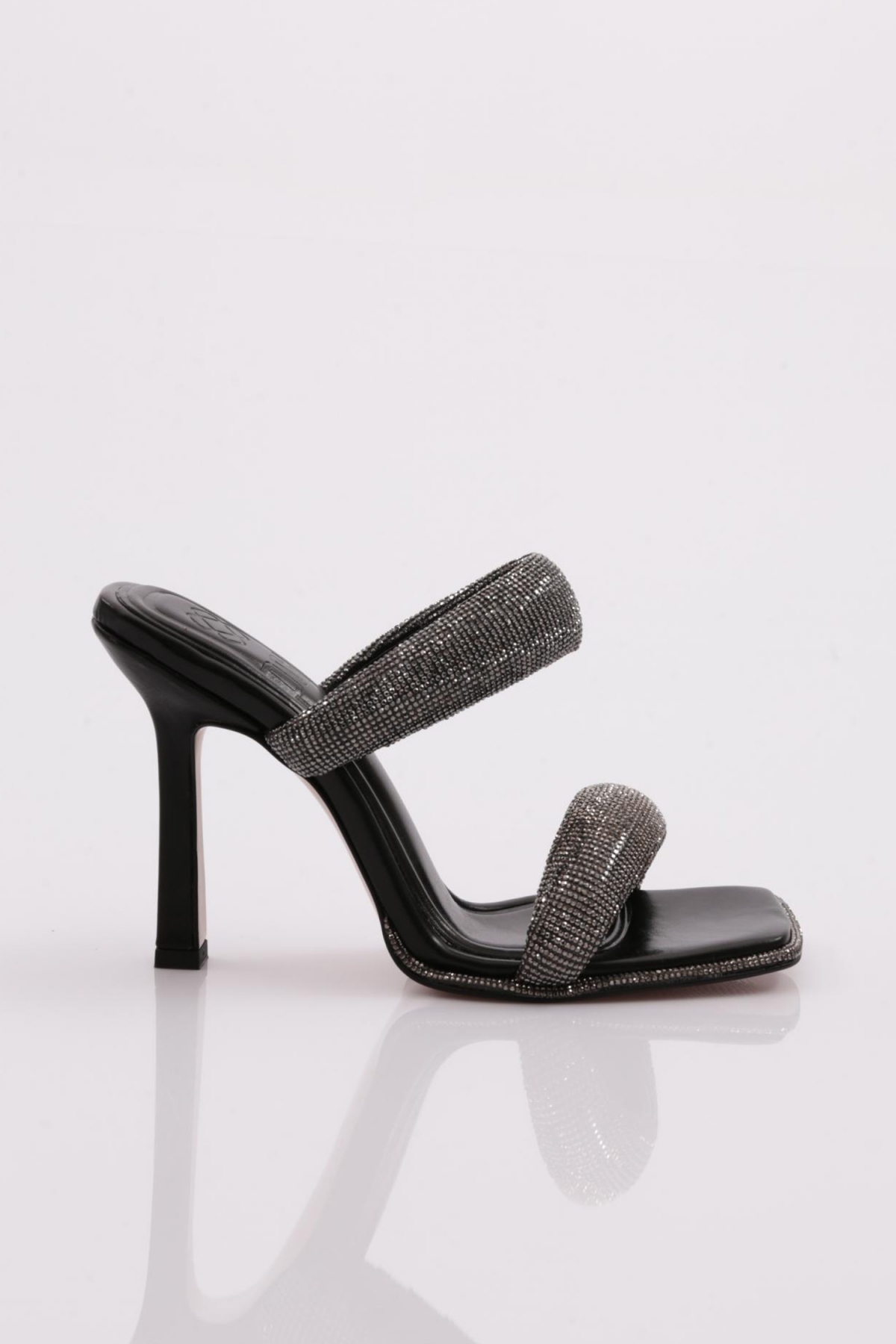 2027 Kadin Kalin Silver Taş Bantli Topuklu Terlik - Görsel 2