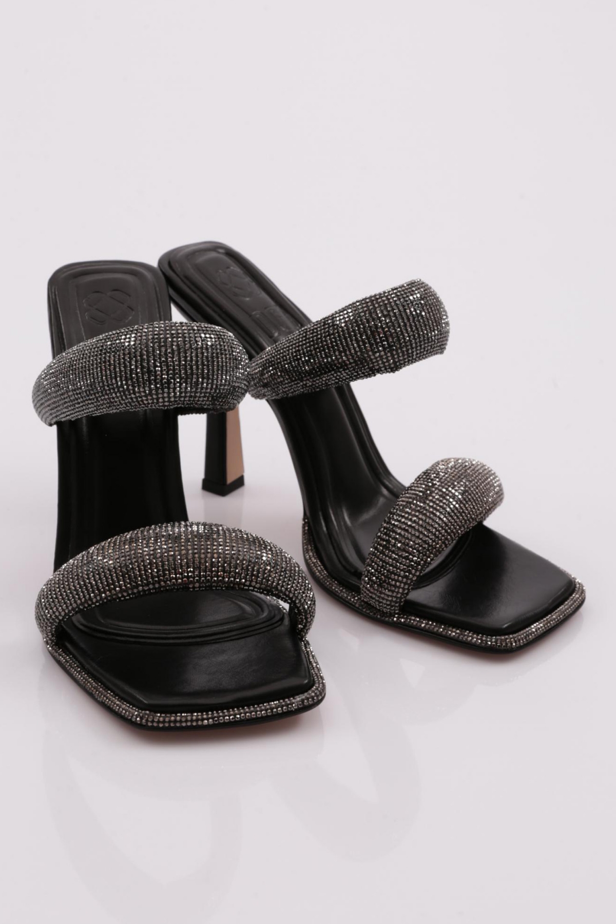 2027 Kadin Kalin Silver Taş Bantli Topuklu Terlik - Görsel 3