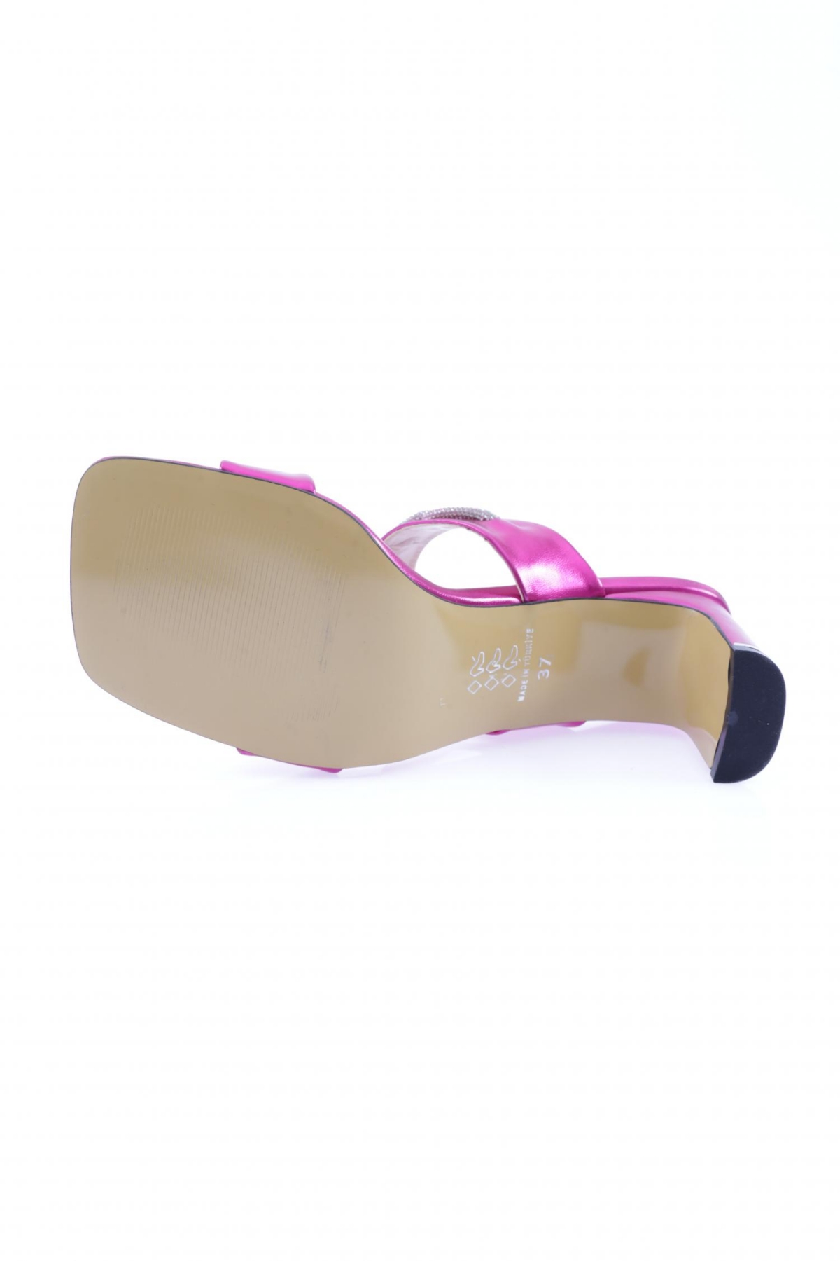 1043-23Y Kadin Kristal Taşli Bantli Topuklu Terlik - Görsel 6