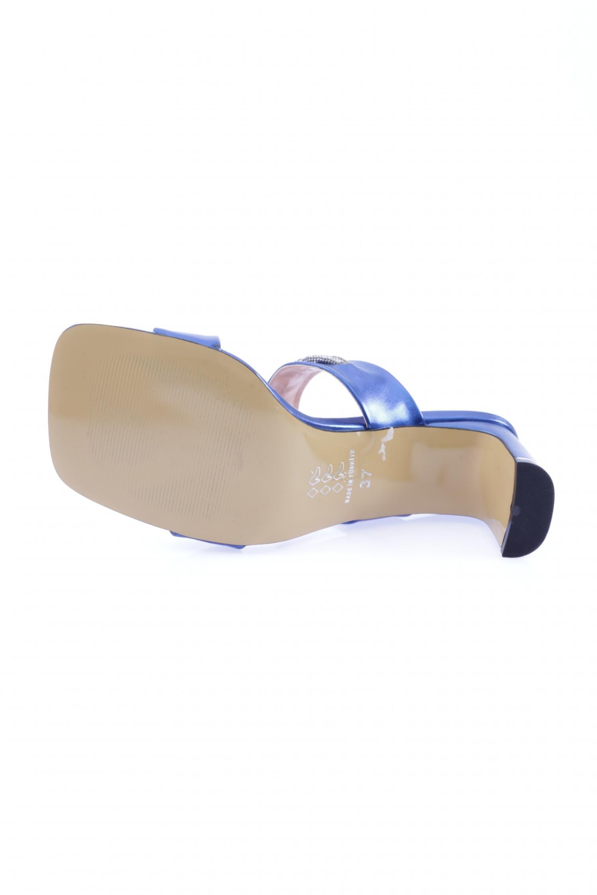 1043-23Y Kadin Kristal Taşli Bantli Topuklu Terlik - Görsel 6