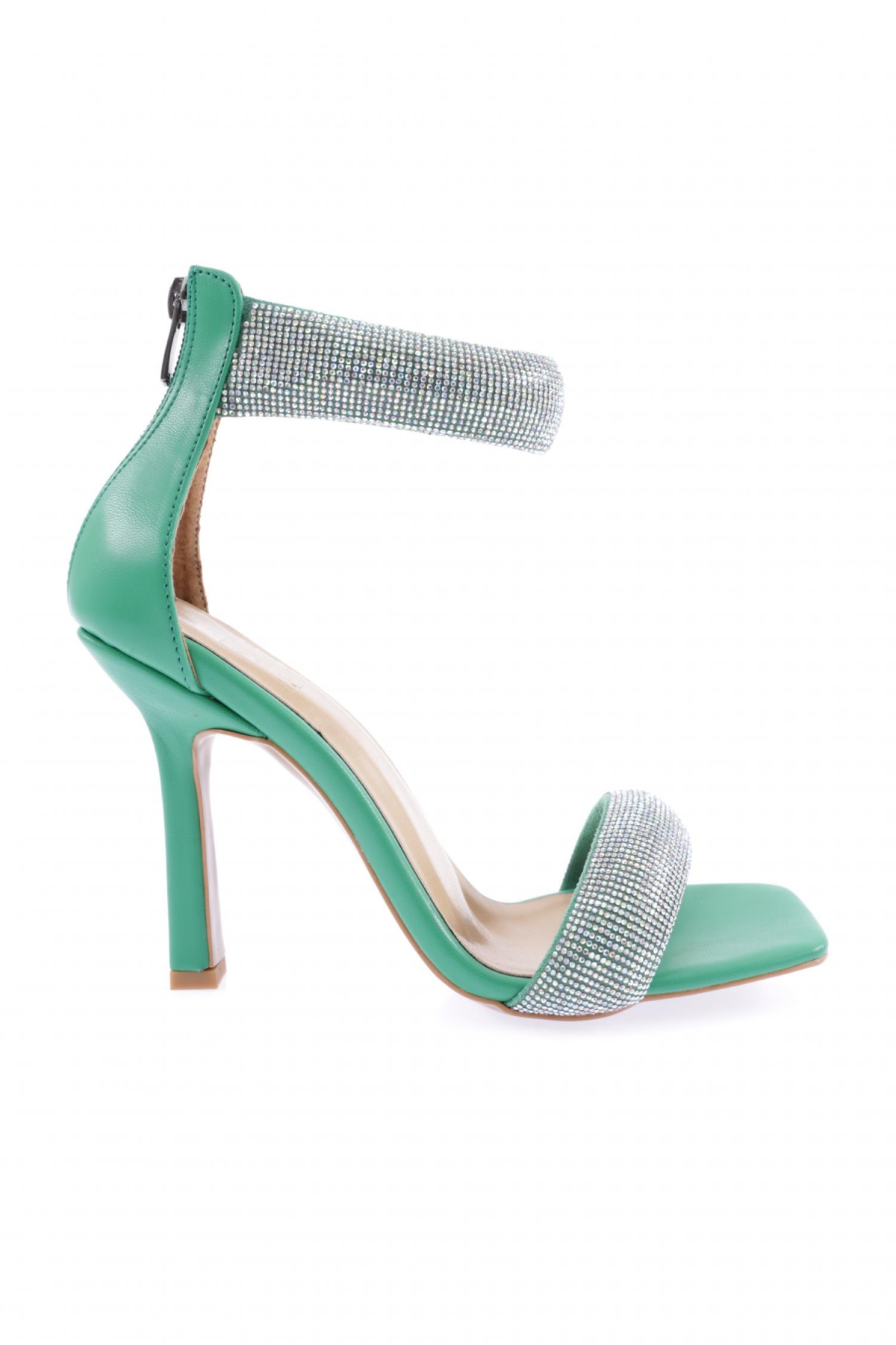 8044-23Y Kadin Silver Taşli Bilekten Bağli Topuklu Sandalet - Görsel 2