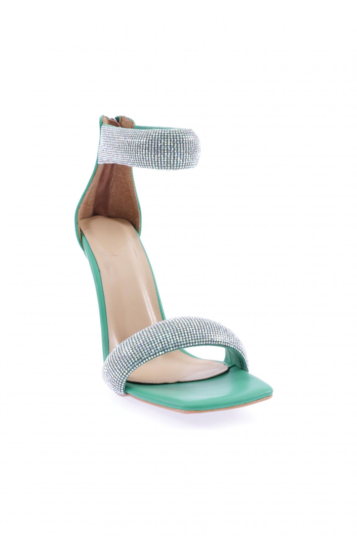 8044-23Y Kadin Silver Taşli Bilekten Bağli Topuklu Sandalet - Görsel 3