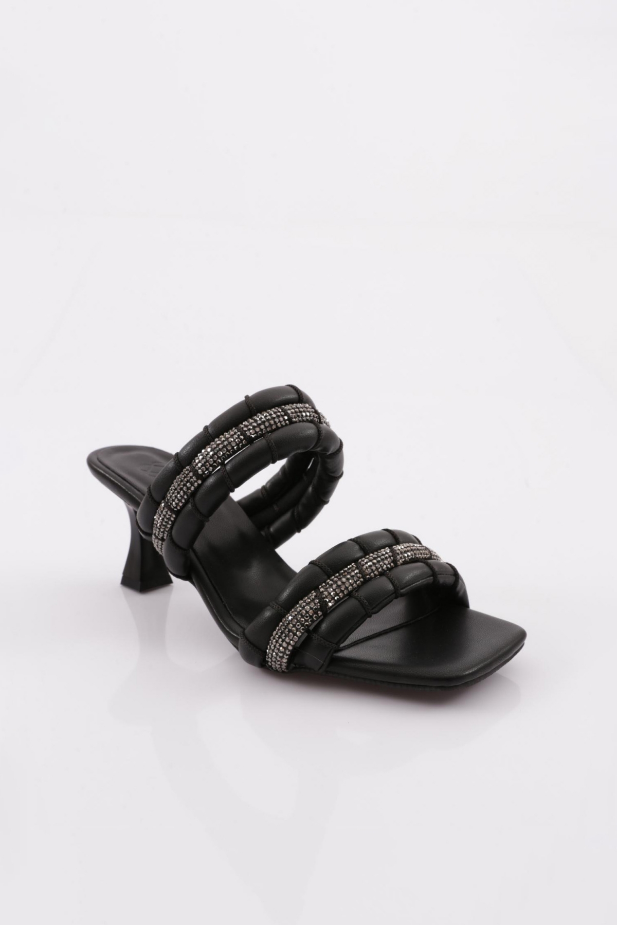 990 Kadin Silver Taşli Topuklu Terlik - Görsel 3