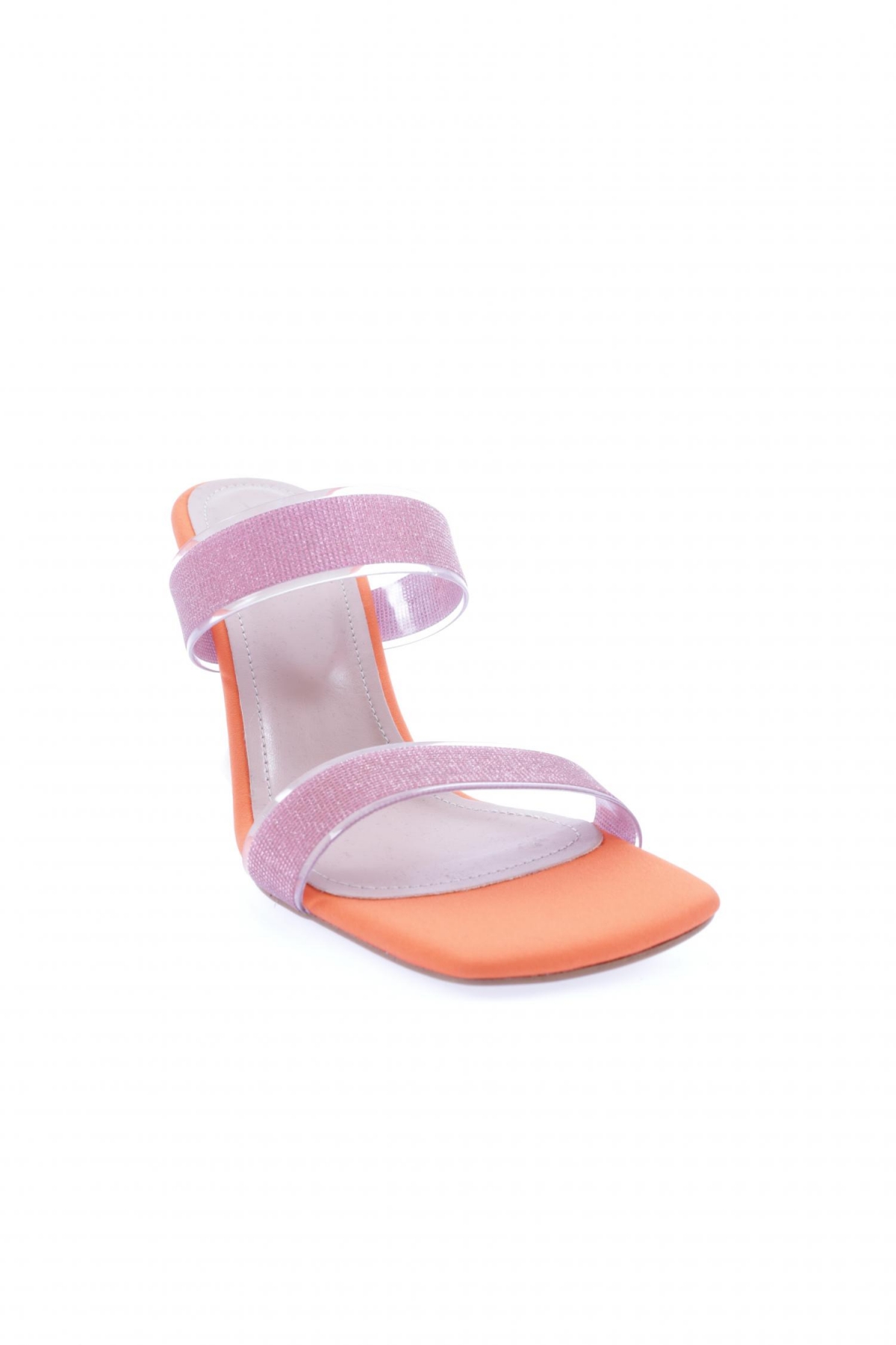 5155-23Y Kadin Şeffaf Simli Bantli Topuklu Terlik - Görsel 3