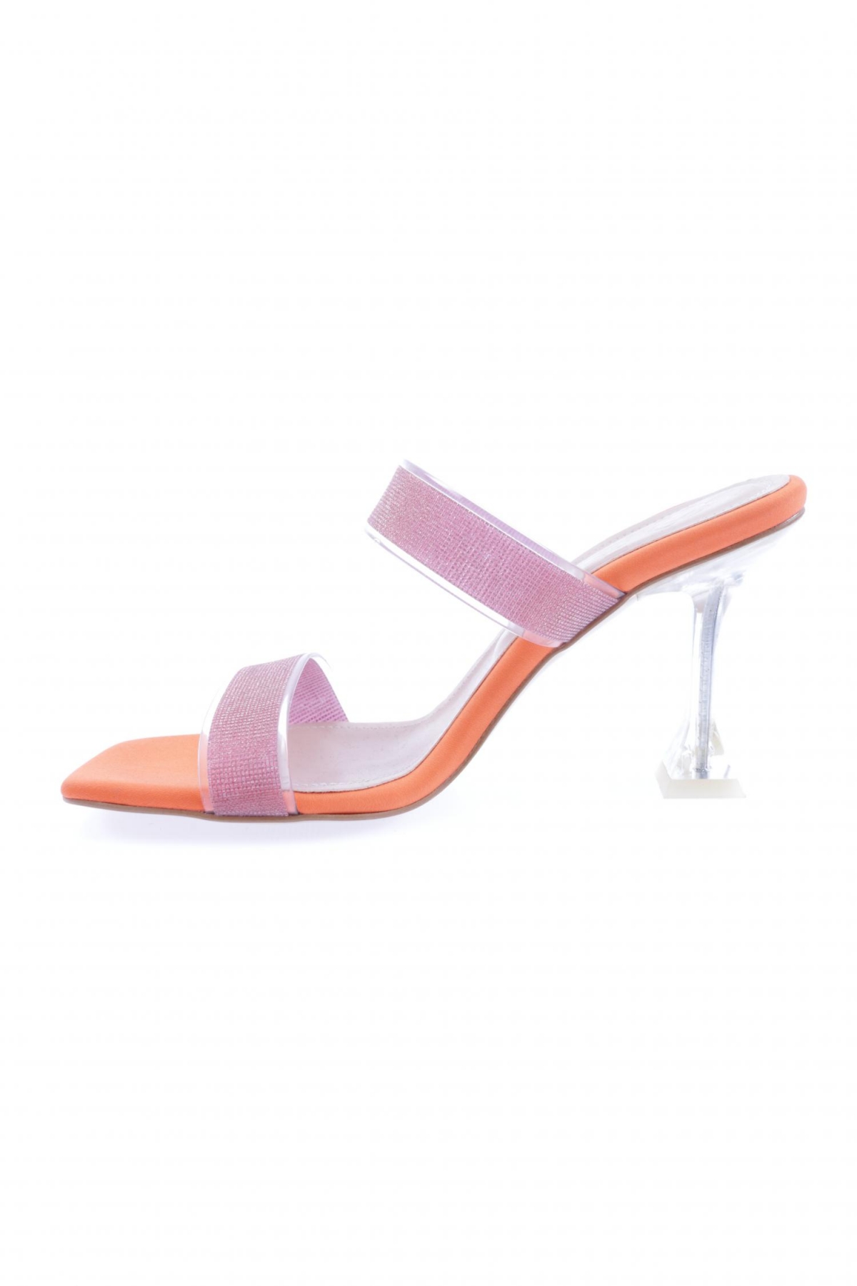 5155-23Y Kadin Şeffaf Simli Bantli Topuklu Terlik - Görsel 4