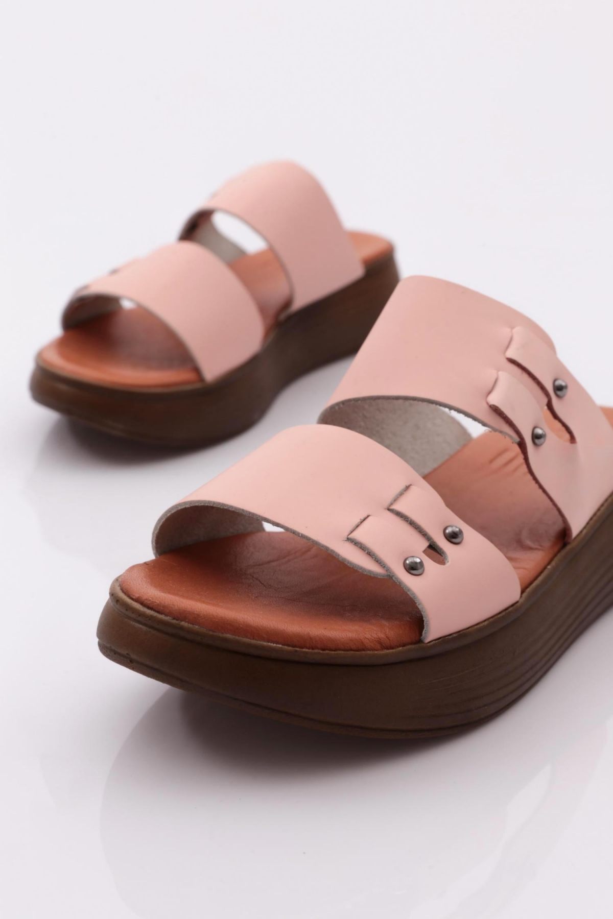 500 Kadin Kalin Sirali Bantli Troklu Kalin Taban Terlik - Görsel 5