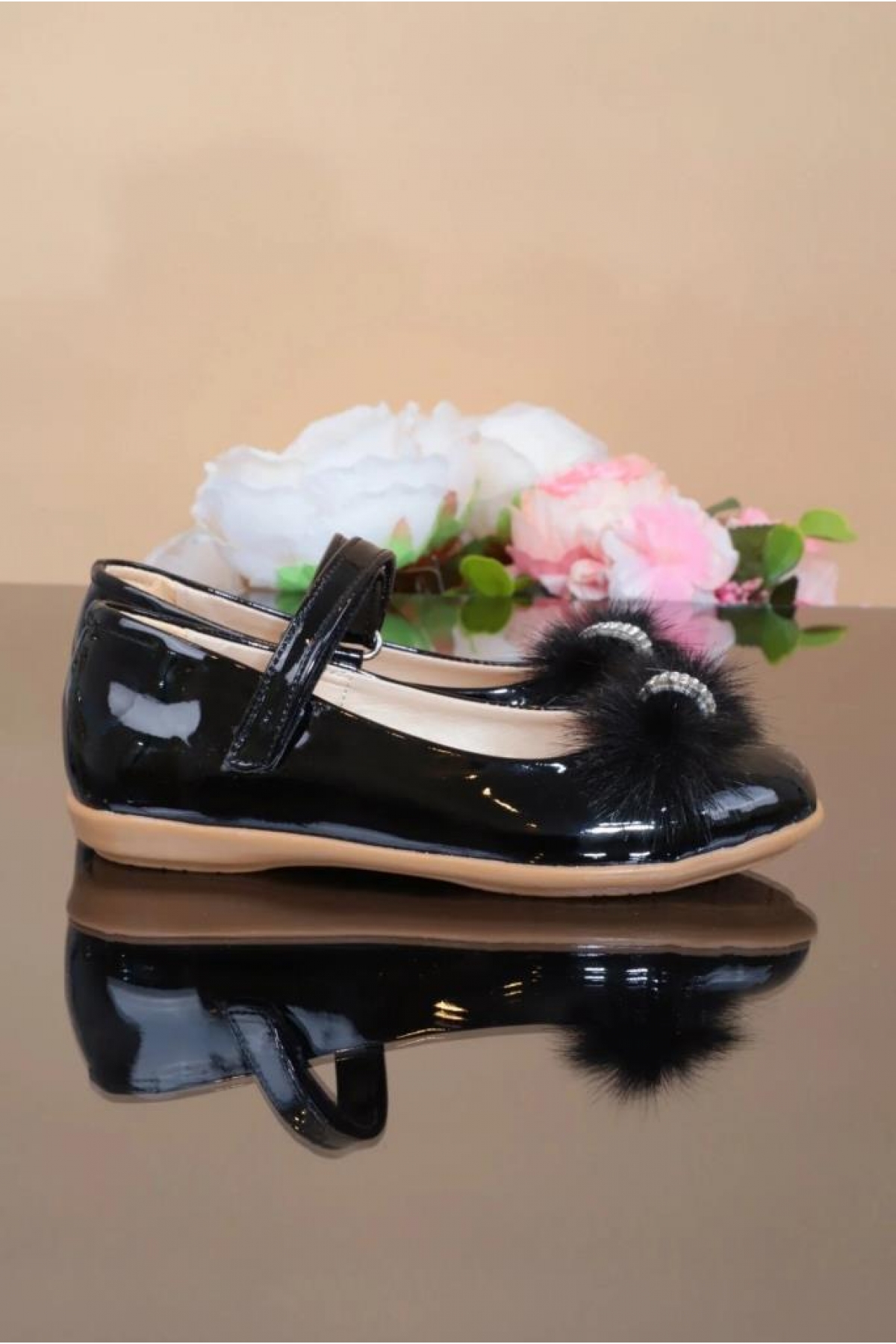 Anılbebe 34001-P Rugan Taşlı Fashıon Kız Çocuk Babet - Görsel 3