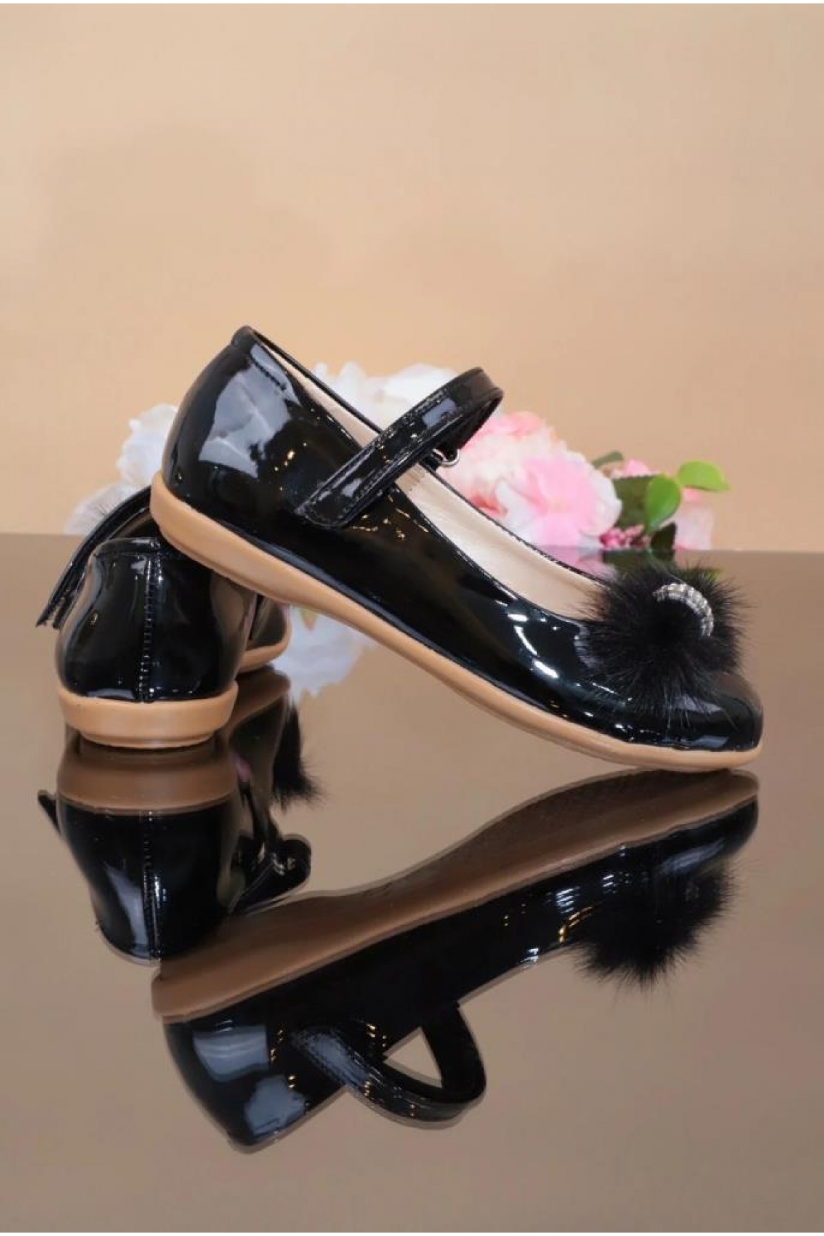 Anılbebe 34001-P Rugan Taşlı Fashıon Kız Çocuk Babet - Görsel 4