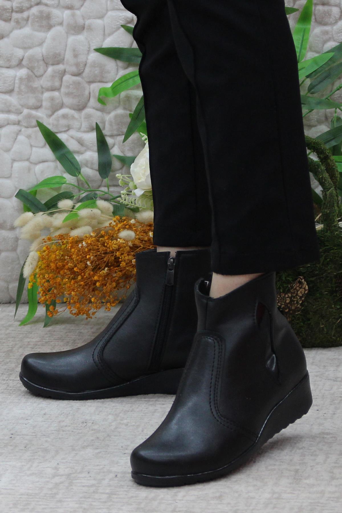 3252 07 Fermuarlı Kaymaz Taban Günlük Kadın Bot - Görsel 4