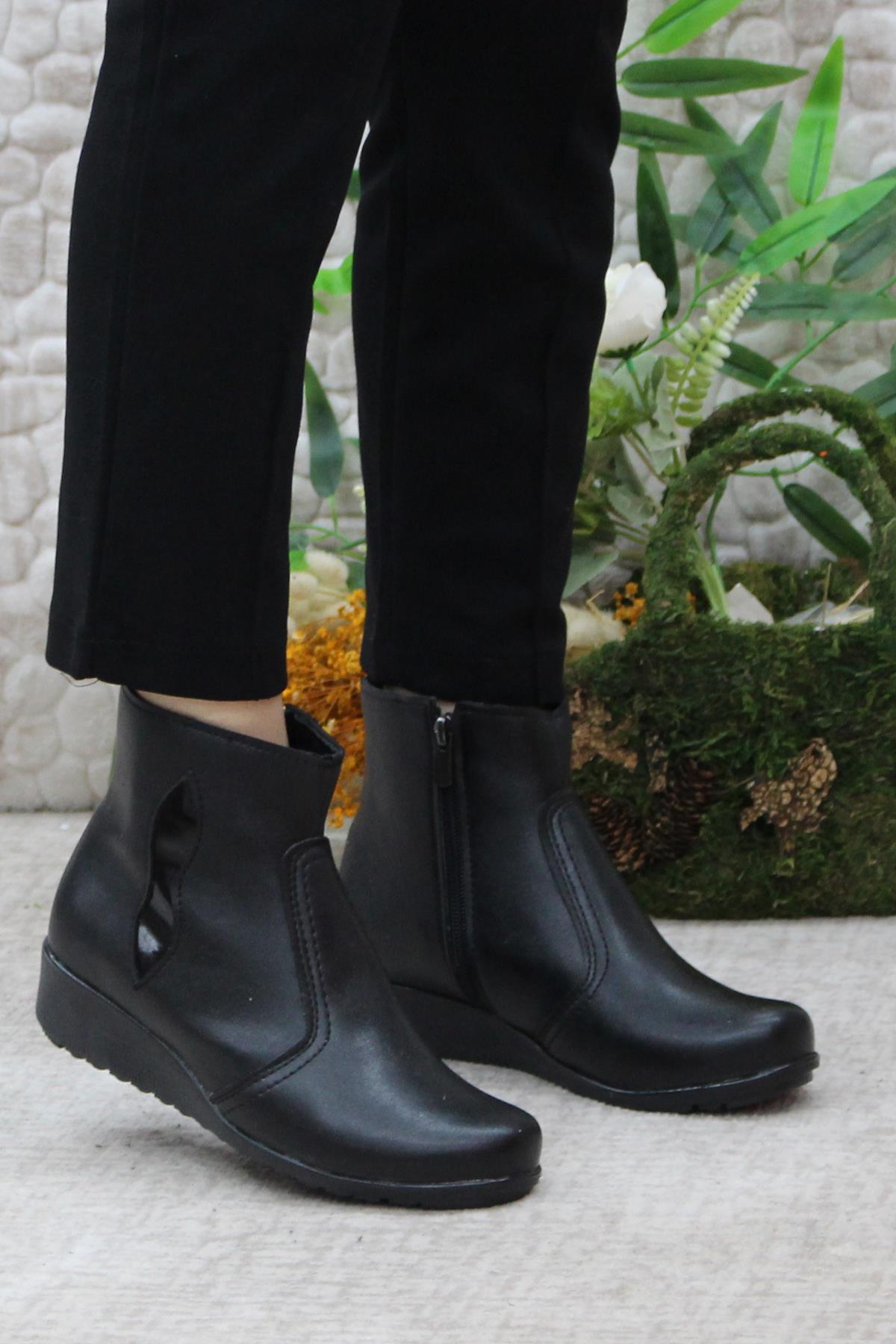 3252 07 Fermuarlı Kaymaz Taban Günlük Kadın Bot - Görsel 5