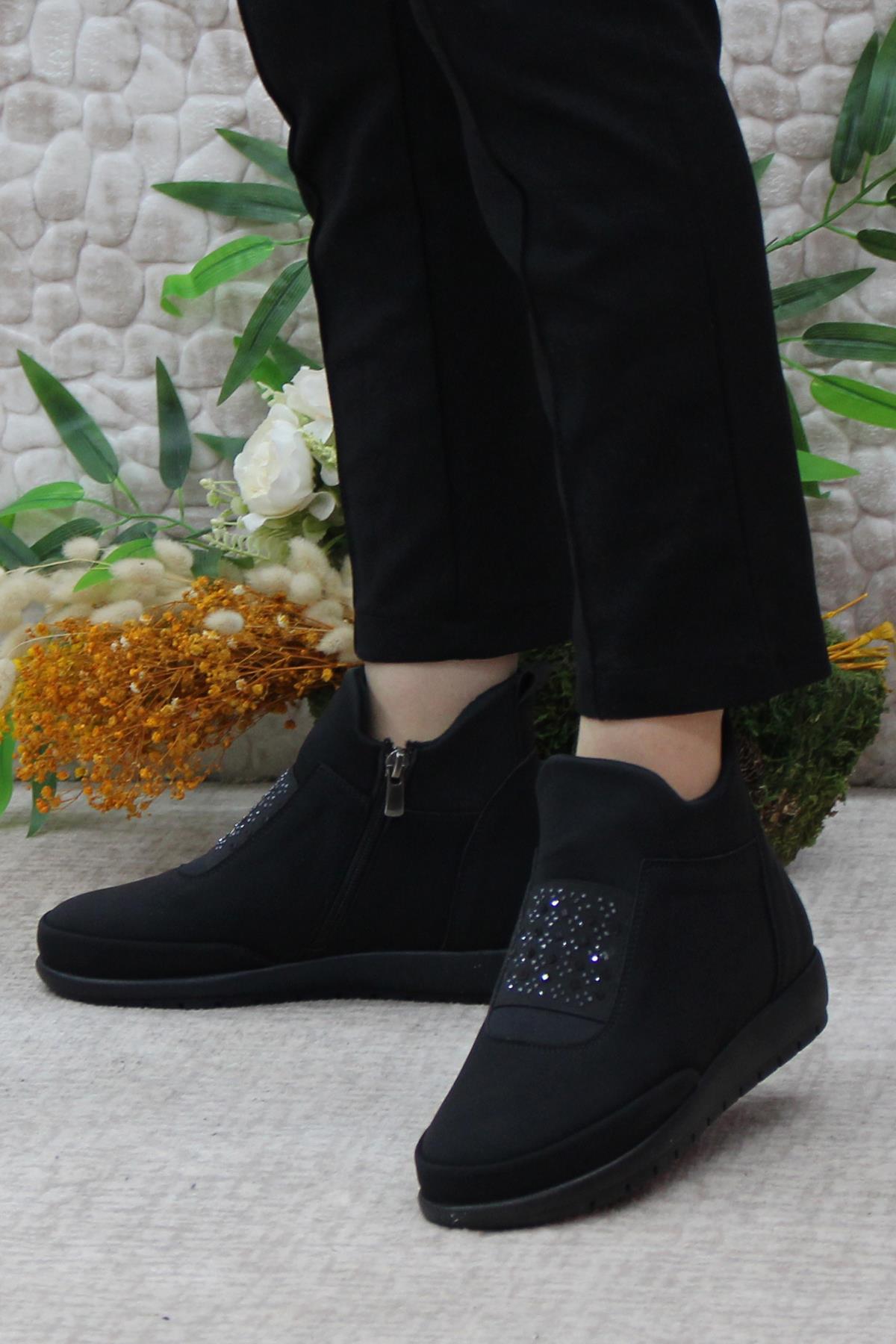 4239 Comfort Taş Detaylı Fermualı Kaymaz Taban Kadın Bot - Görsel 4