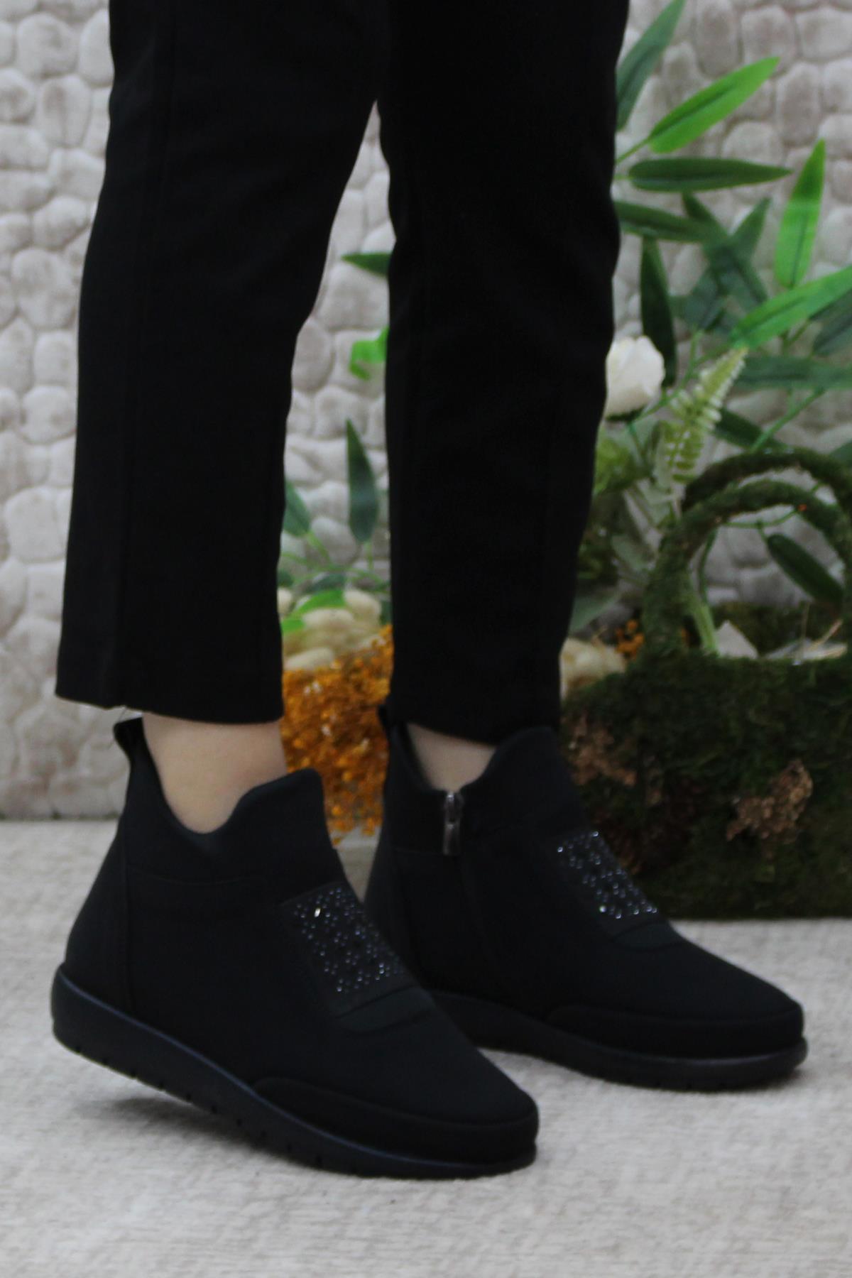 4239 Comfort Taş Detaylı Fermualı Kaymaz Taban Kadın Bot - Görsel 5