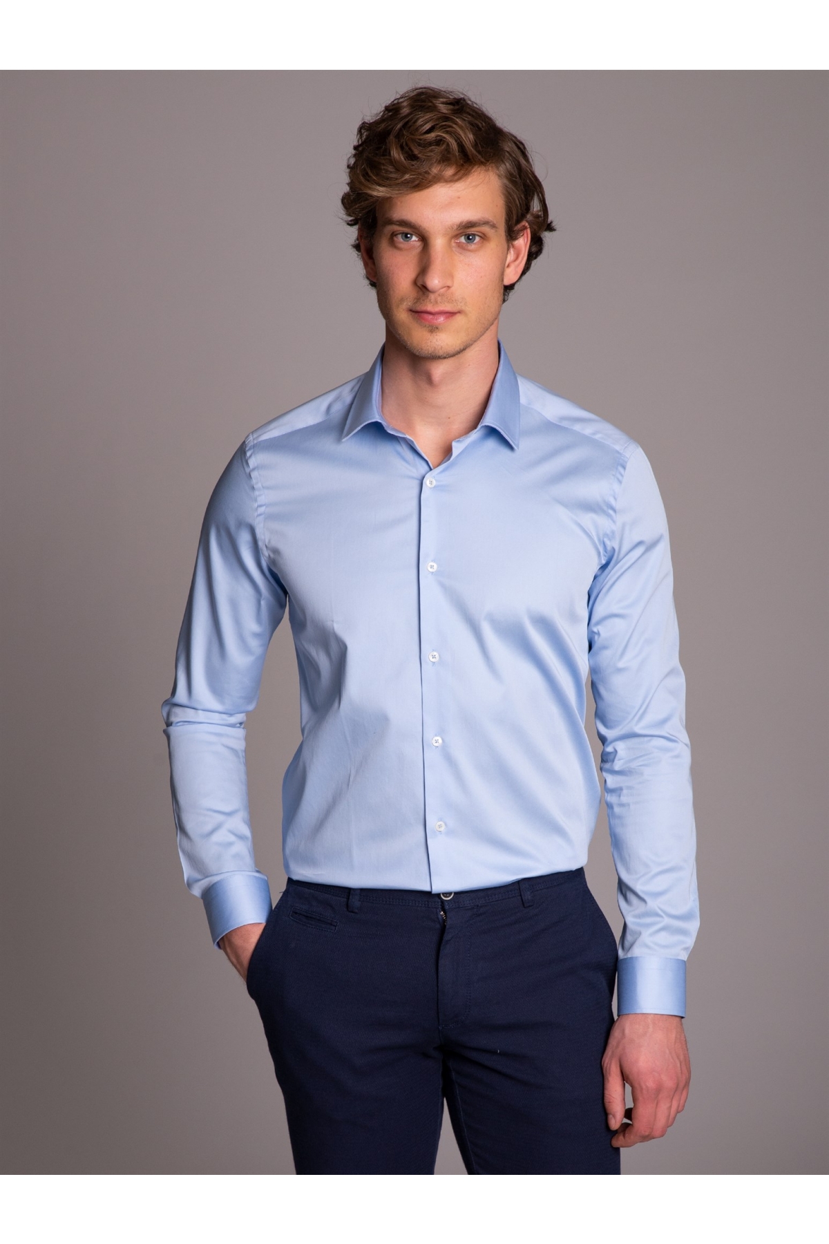 Mavi Erkek Ekstra Slim Fit Düz Klasik Yaka Uzun Kol Gömlek - 36216