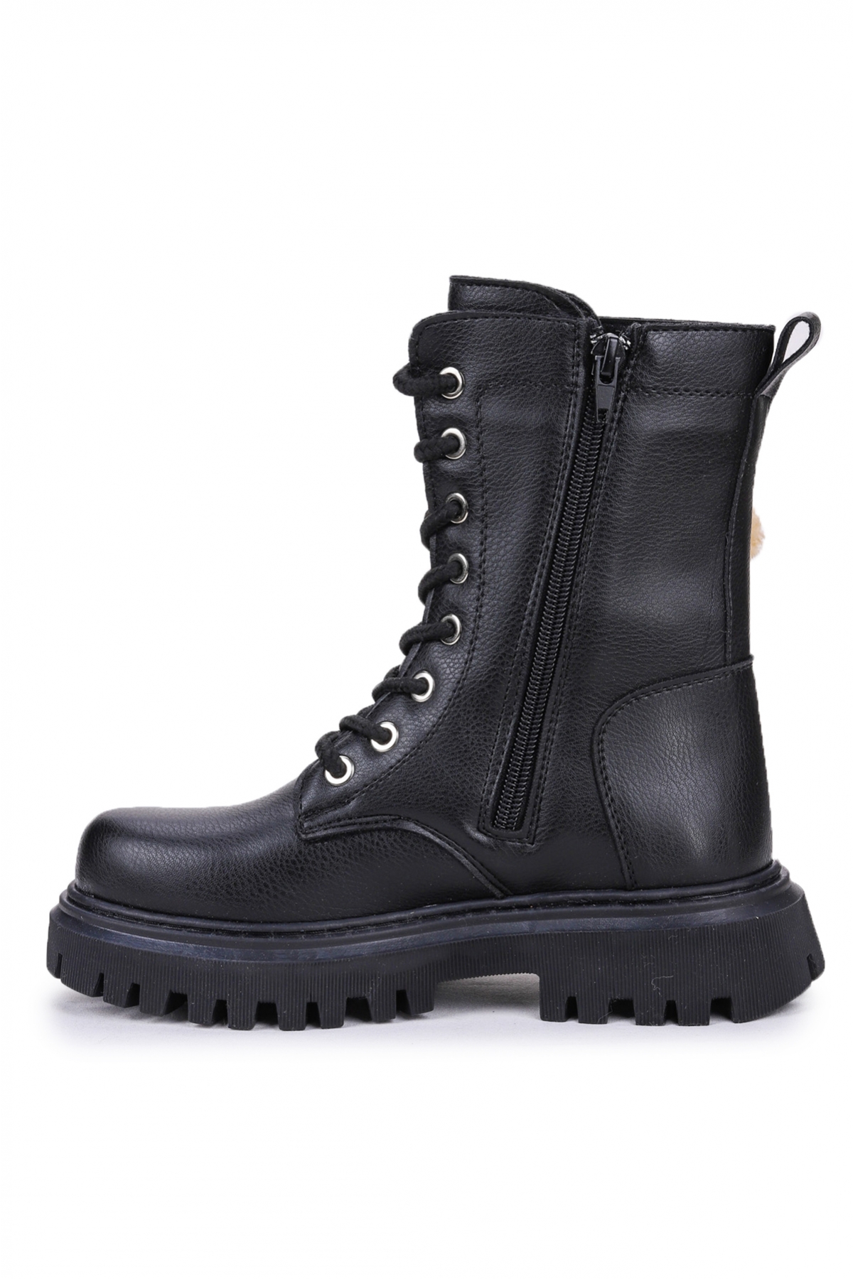 450 Ayıcıklı Fermuarlı Kız Çocuk Günlük Bot Ayakkabı Siyah - Görsel 6