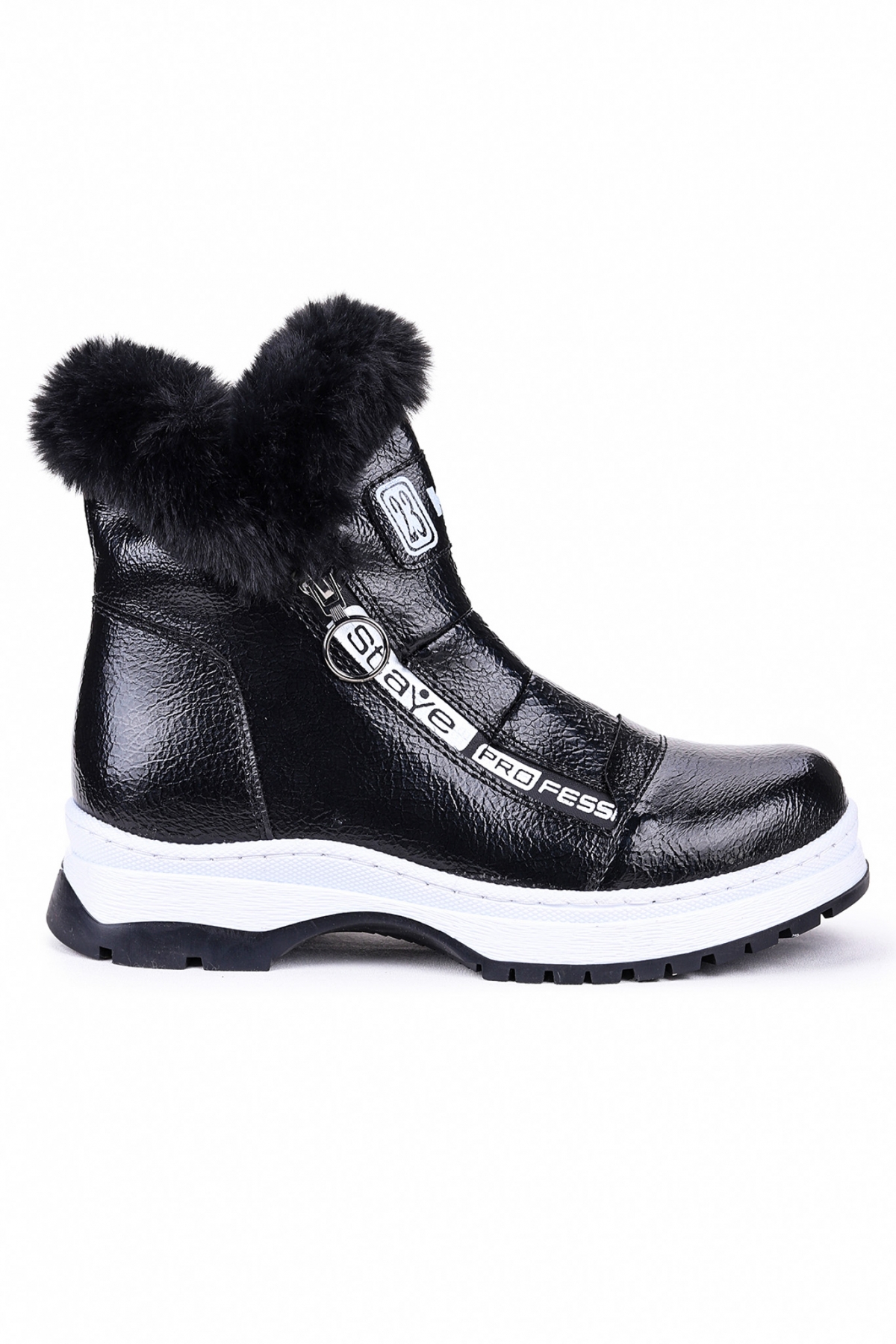 Kiko Kids 250 Rugan Çatlak Fermuarlı Kız Çocuk Bot Ayakkabı Siyah - Görsel 5