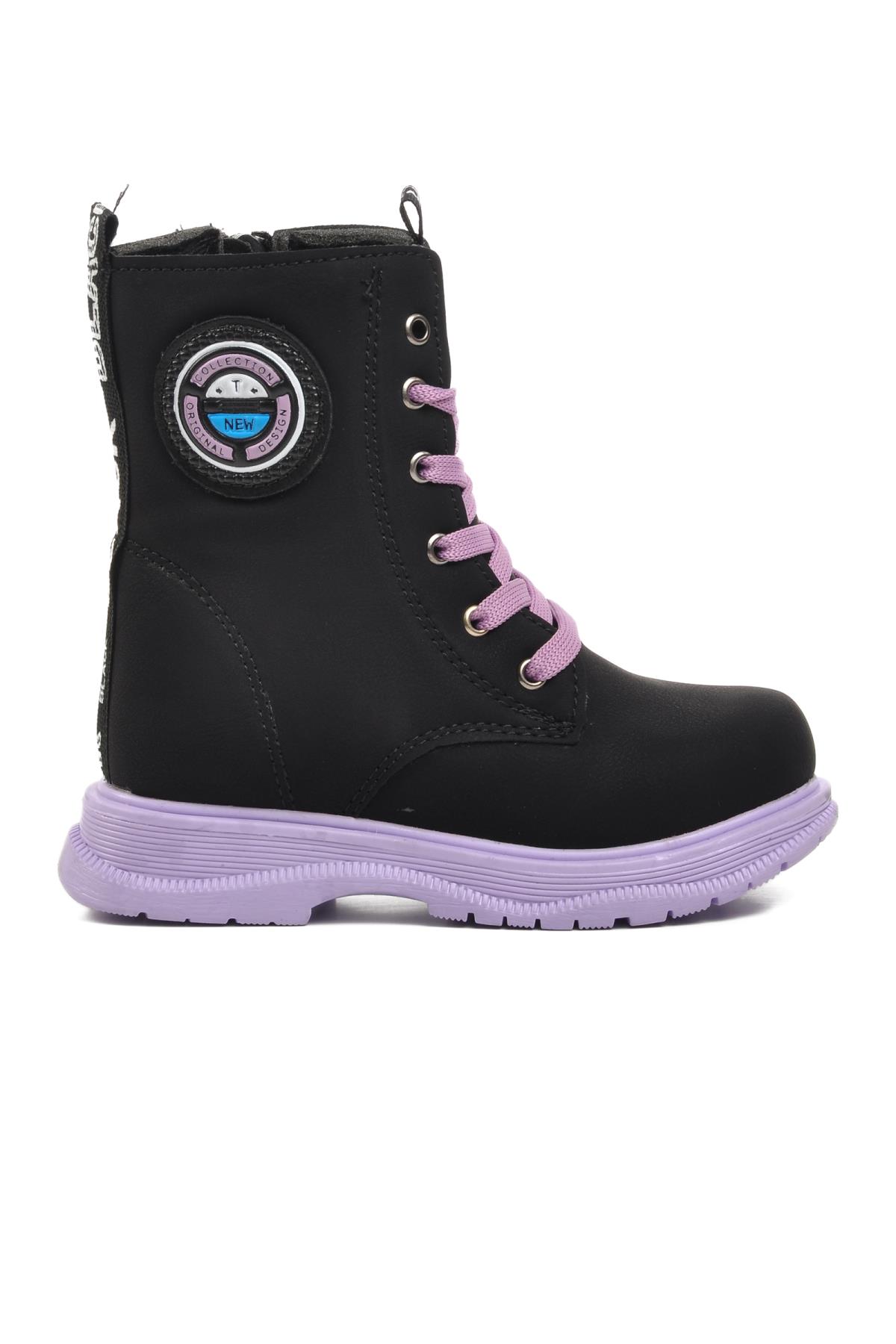 Peris-P Siyah-Lila İçi Kürklü Kız Çocuk Bot - Görsel 2