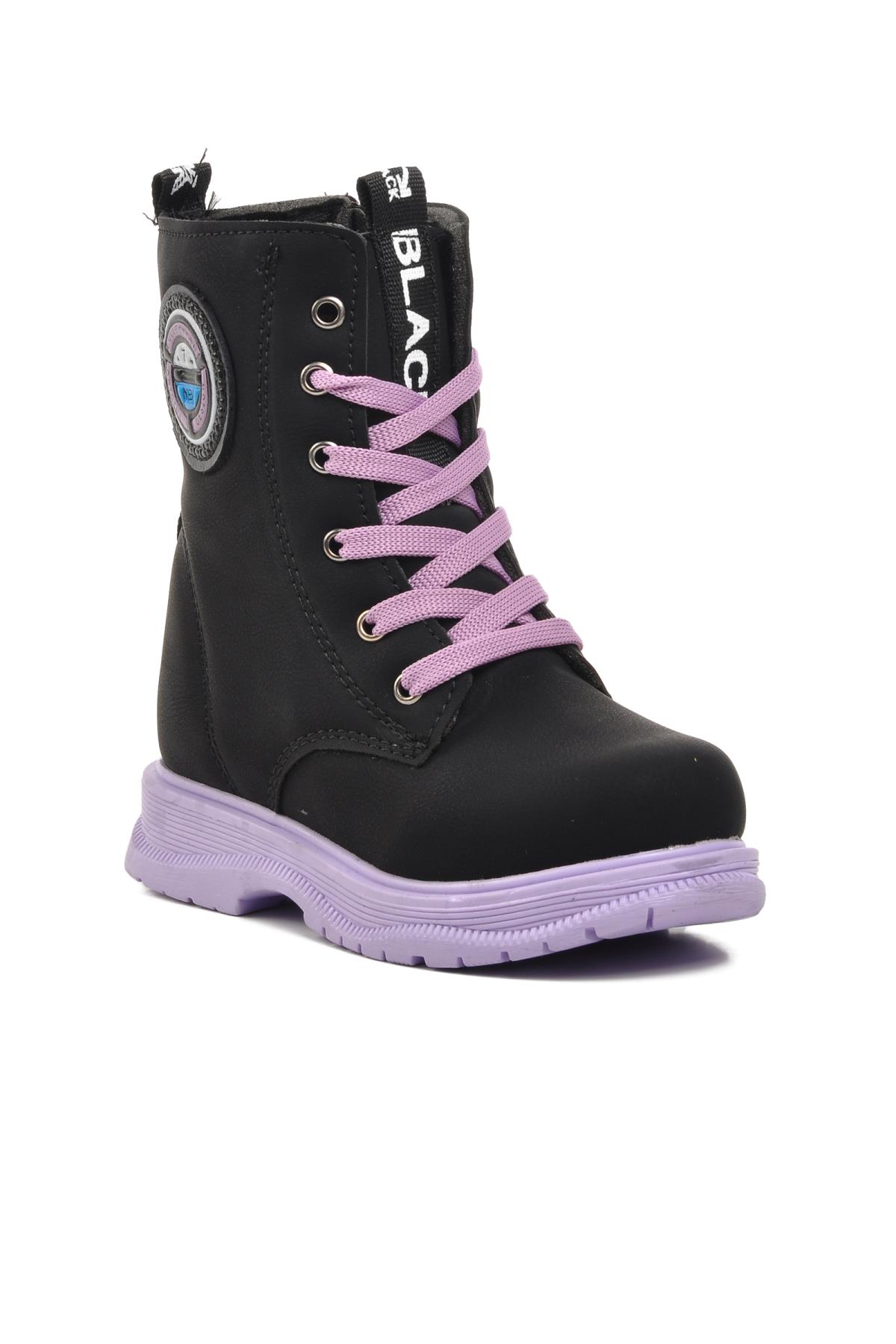 Peris-P Siyah-Lila İçi Kürklü Kız Çocuk Bot - Görsel 3