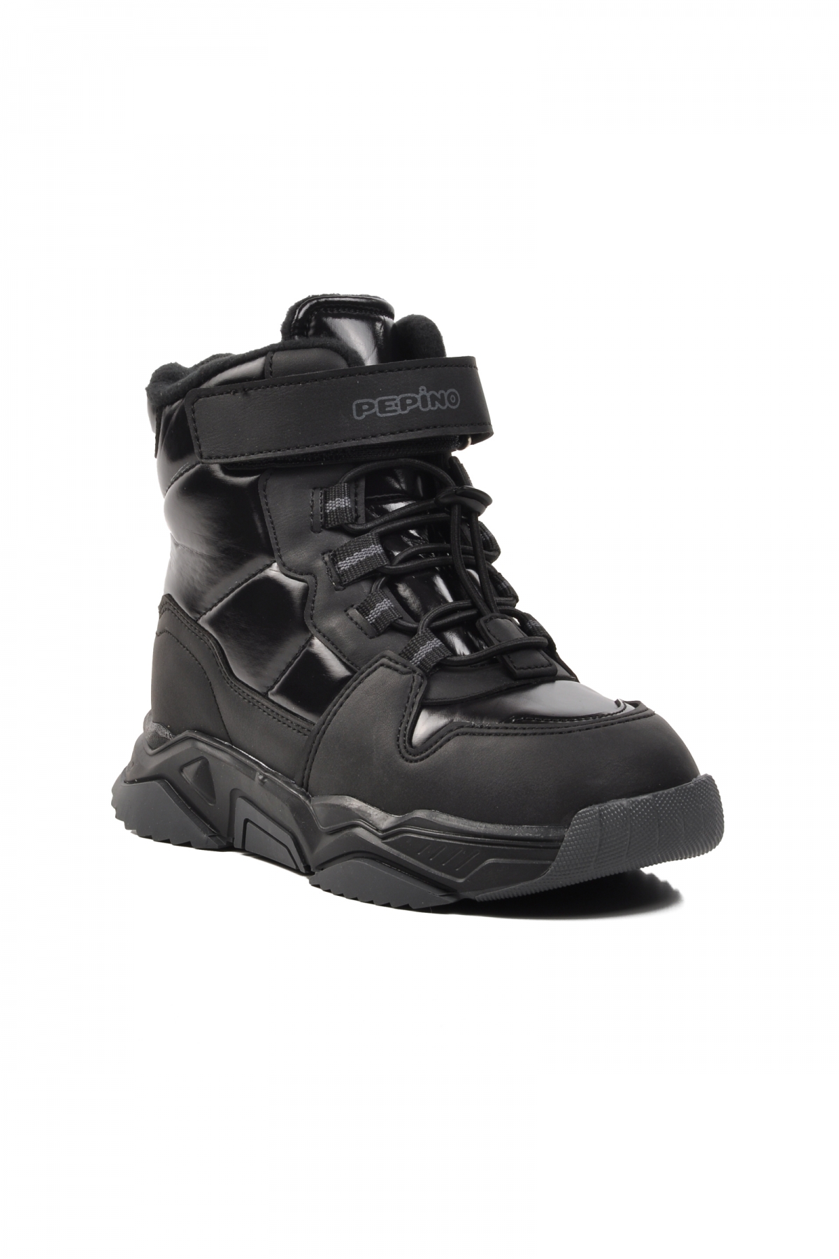 1520-F Parlak Siyah İçi Polarlı Çocuk Kar Botu - Görsel 4