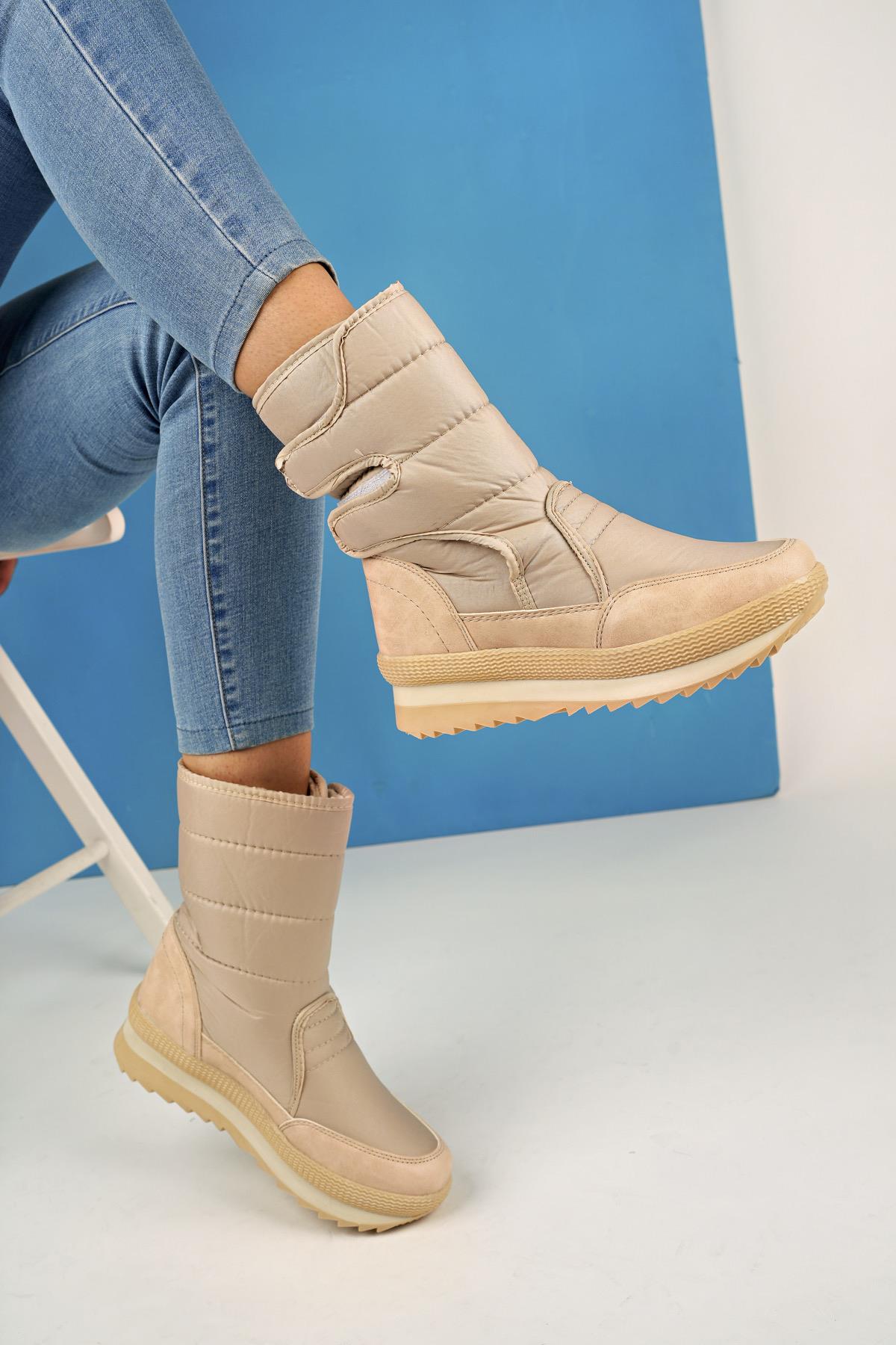 Felya Garantili Kadın İçi Kürklü Cırtlı Yağmur Ve Kar Botu - Görsel 5