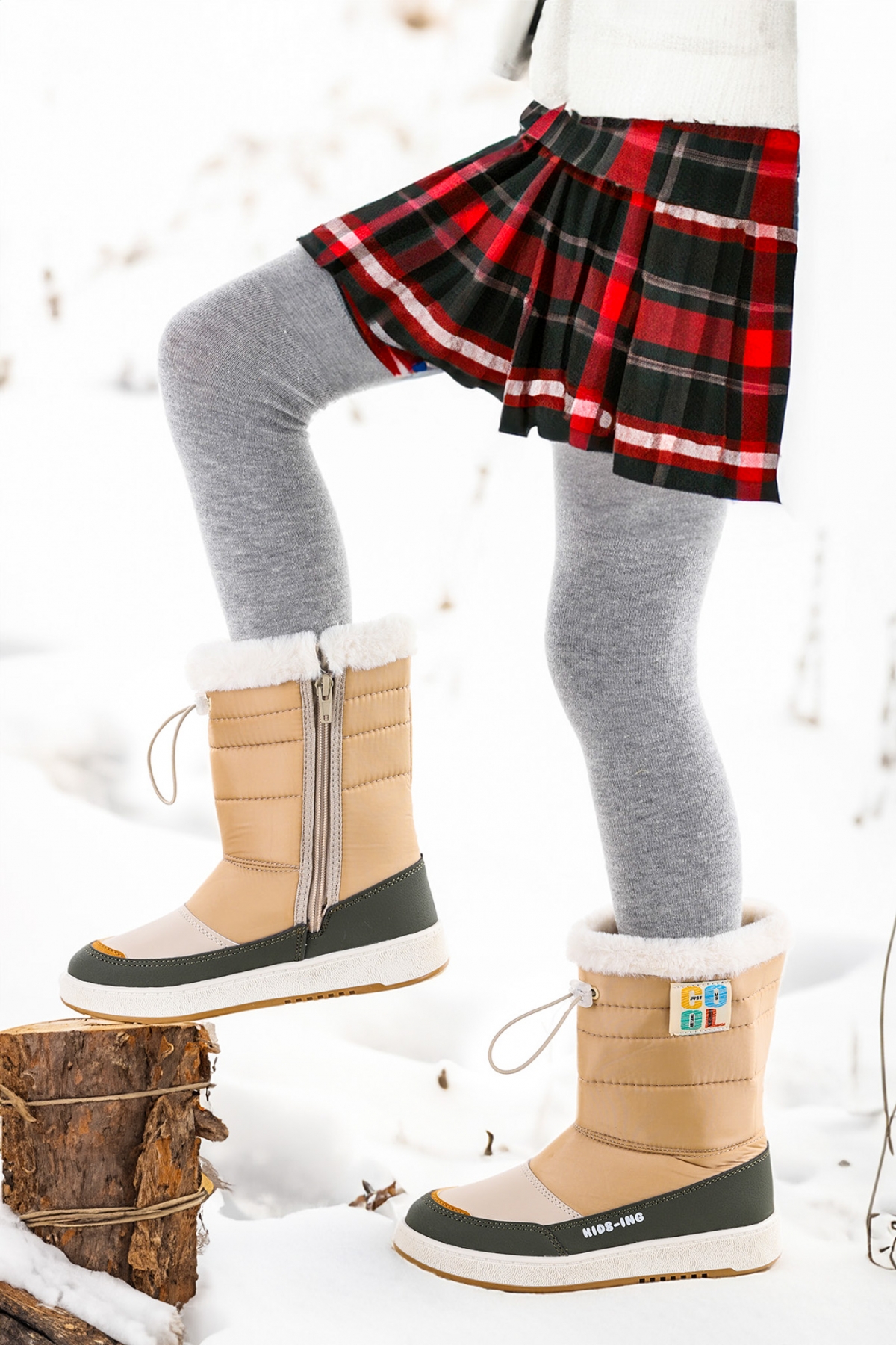 Havana Fermuarlı Günlük Kız Çocuk Kar Botu Bej - Görsel 4