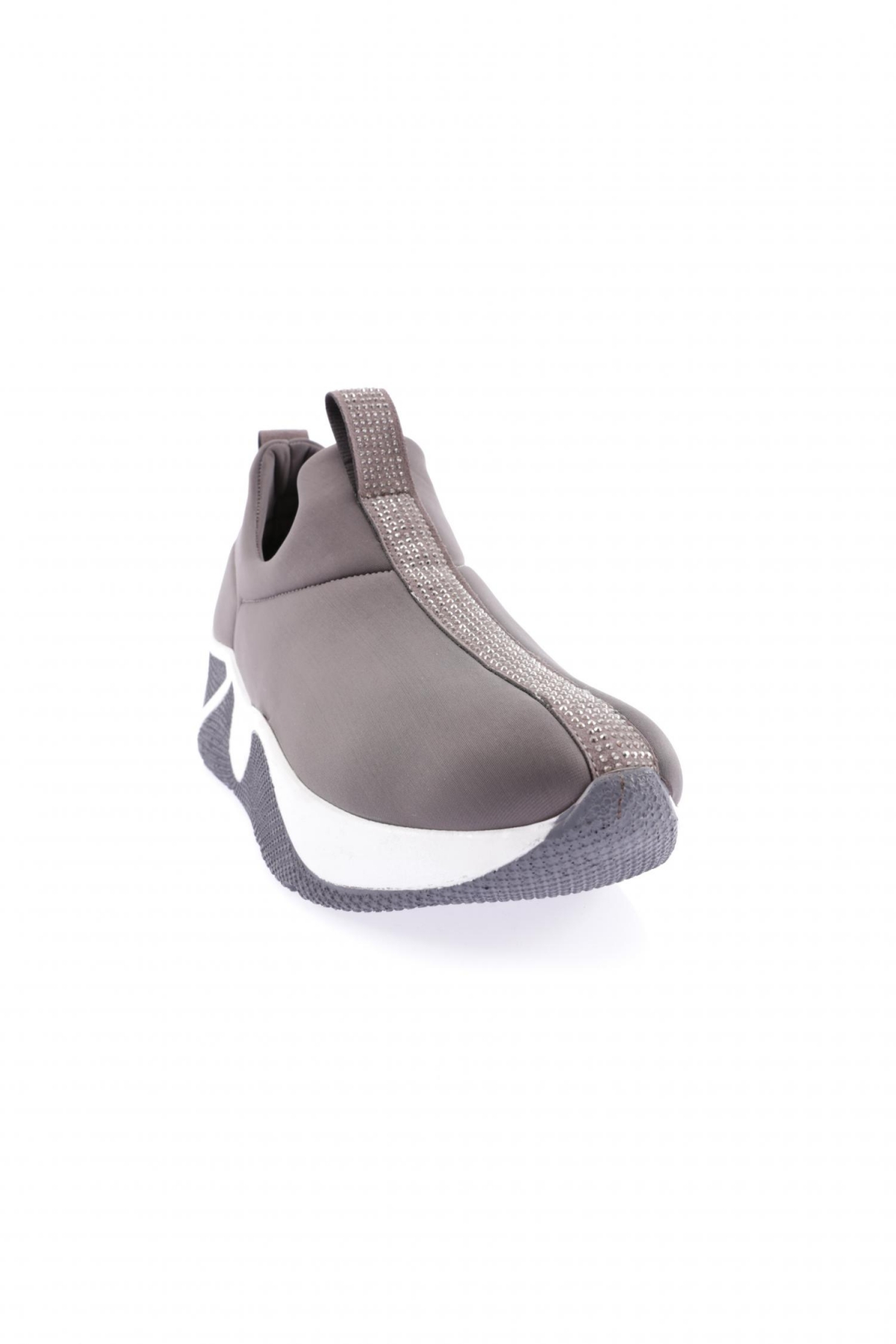 3044-22K Kadin Kalin Taban Silvert Taşli Sneakres Ayakkabi - Görsel 3