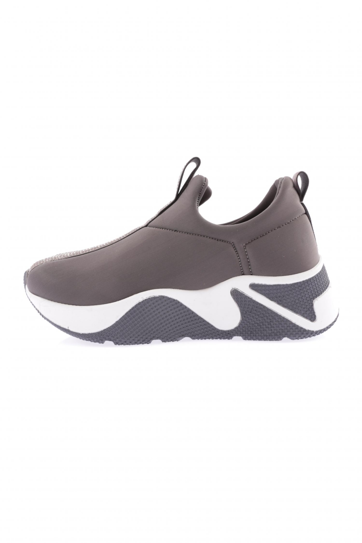 3044-22K Kadin Kalin Taban Silvert Taşli Sneakres Ayakkabi - Görsel 4