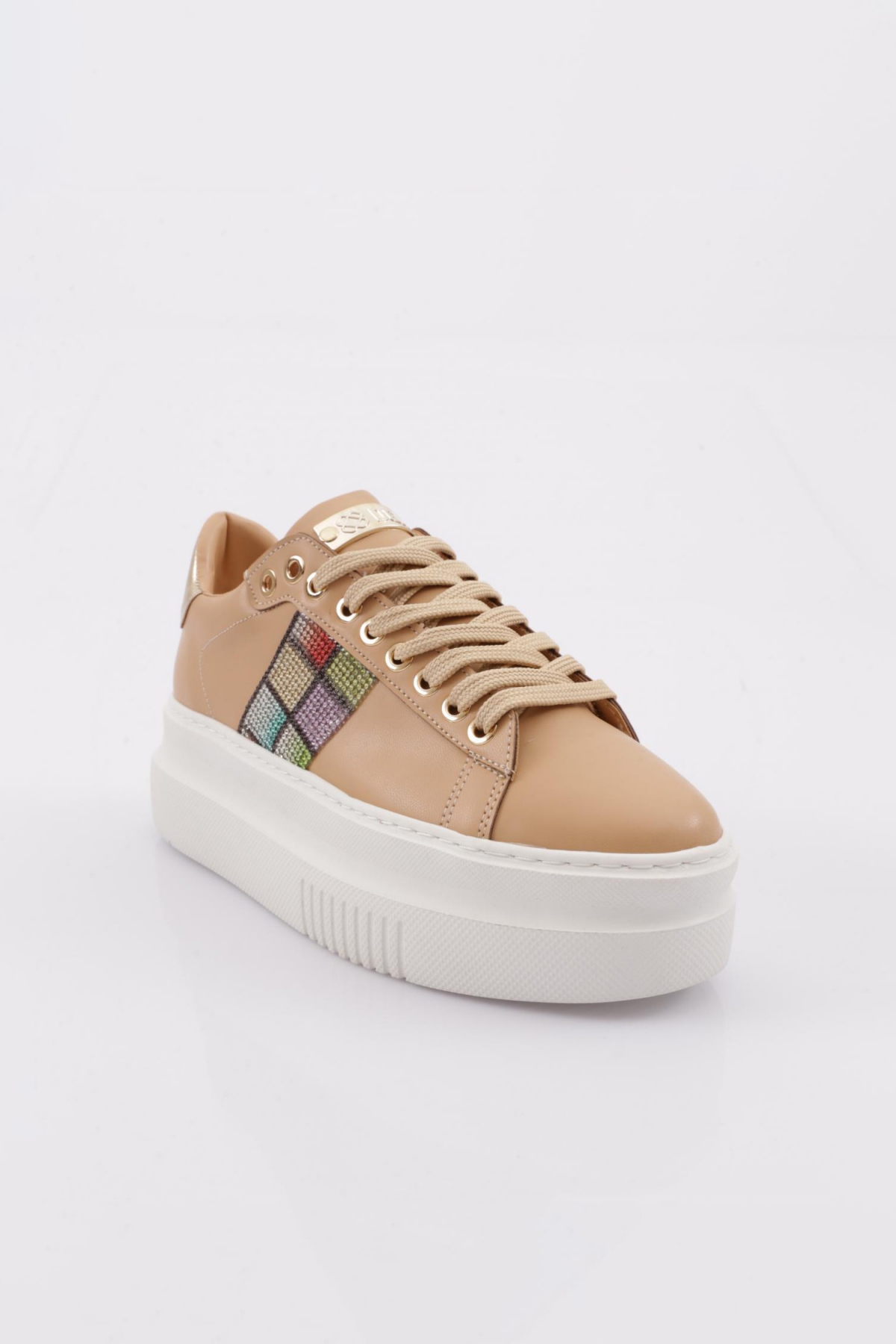 Es861 Kadin Kalin Taban Silver Taşli Sneakers Ayakkabi - Görsel 3