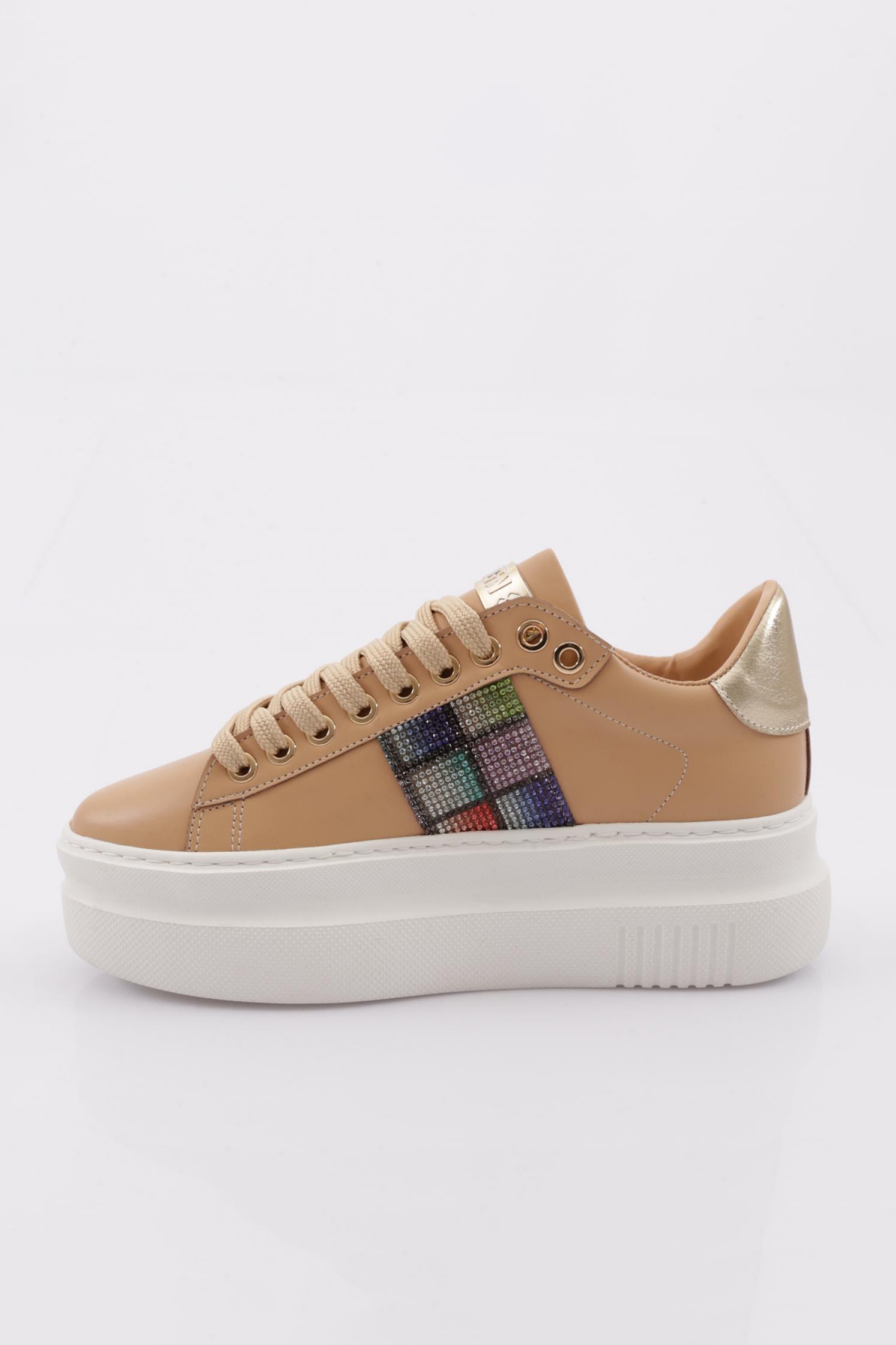 Es861 Kadin Kalin Taban Silver Taşli Sneakers Ayakkabi - Görsel 4