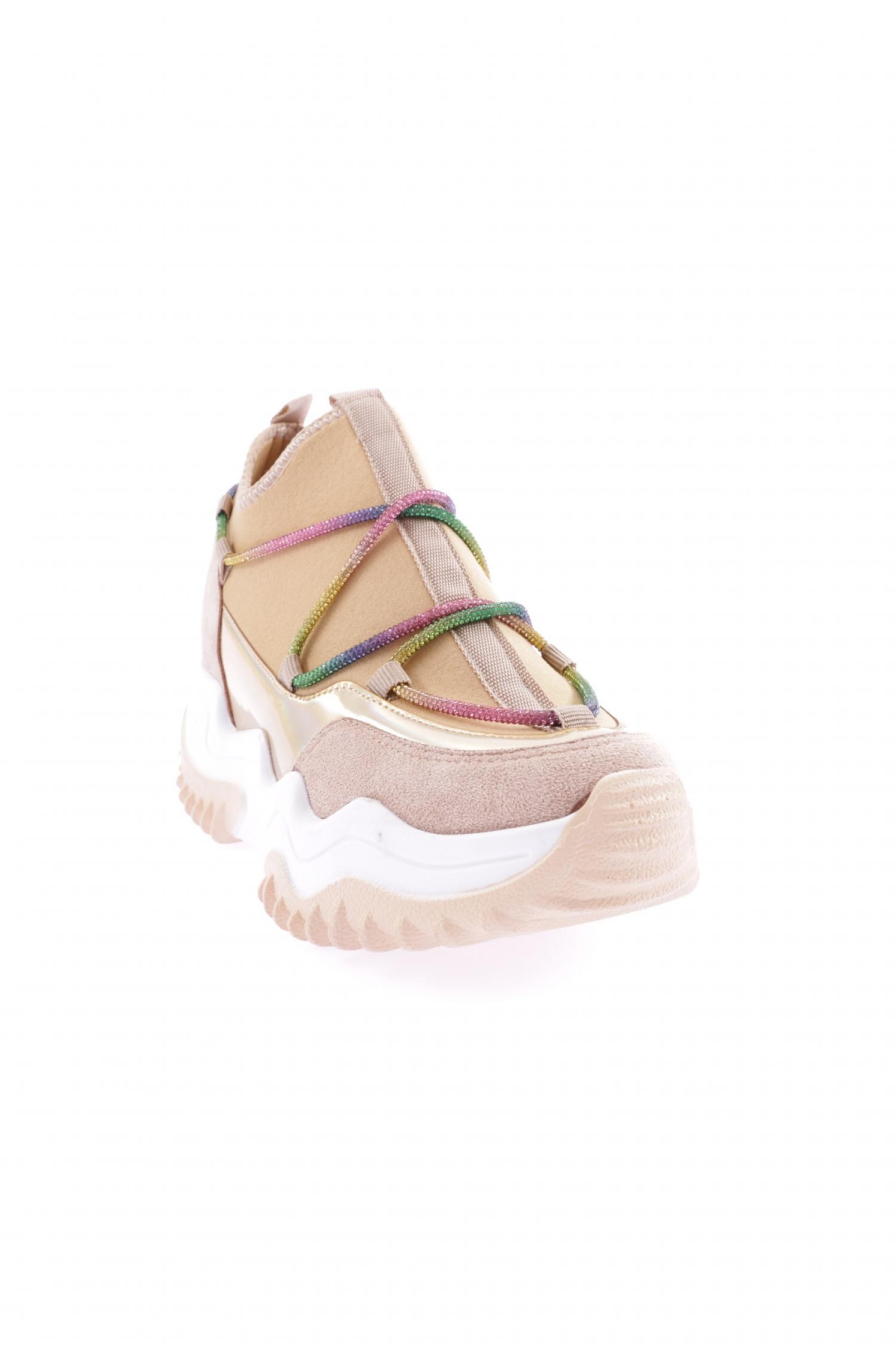 Z94 23Y Kadin Mega Kalin Taban Simli İp Detayli Sneakers Ayakkabi - Görsel 3