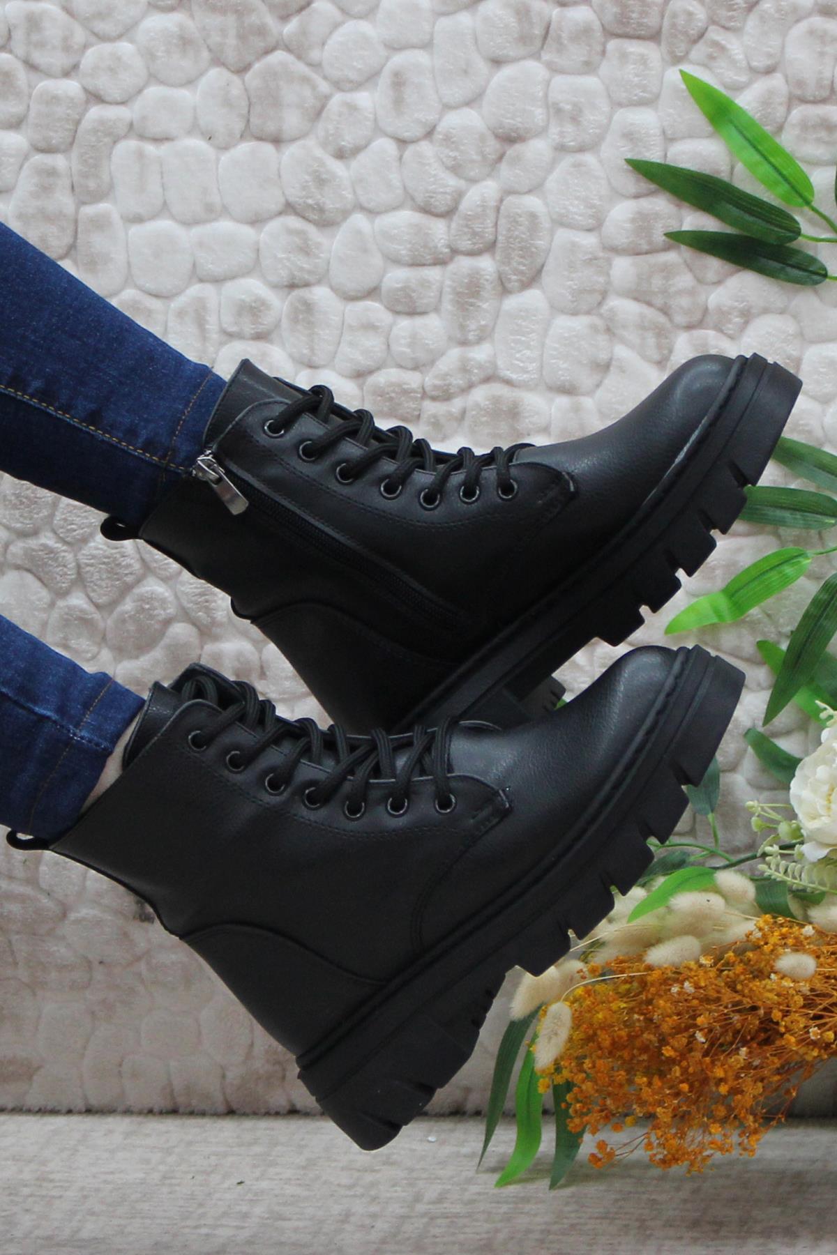 9359 İçi Sıcak Astar Fermuarlı Kadın Bot - Görsel 2