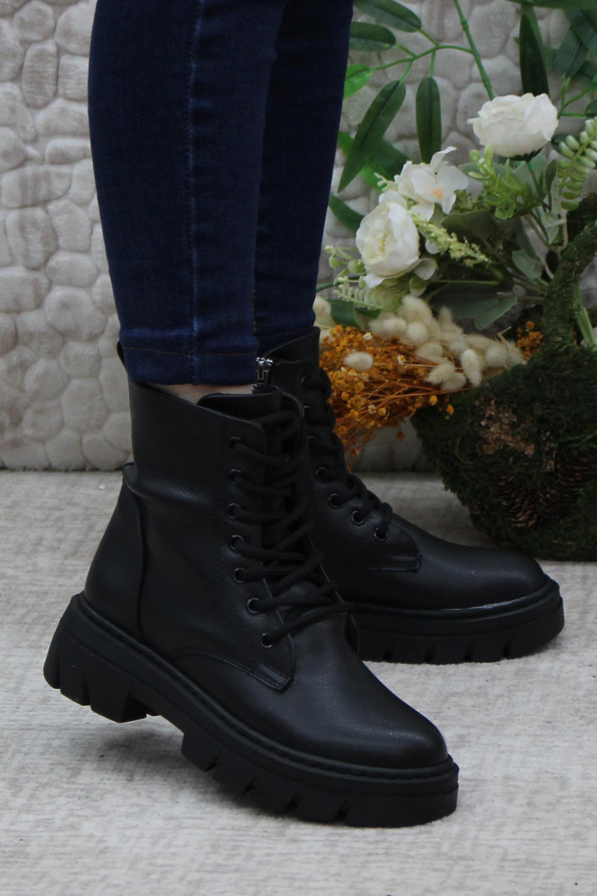 9359 İçi Sıcak Astar Fermuarlı Kadın Bot - Görsel 3