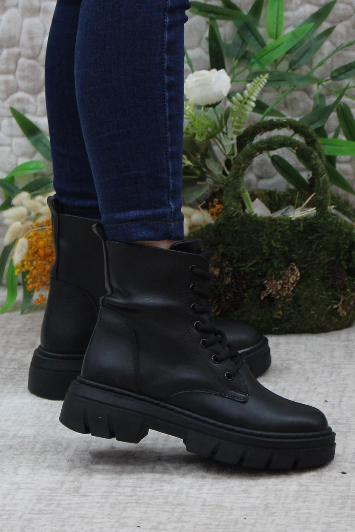 9359 İçi Sıcak Astar Fermuarlı Kadın Bot - Görsel 4