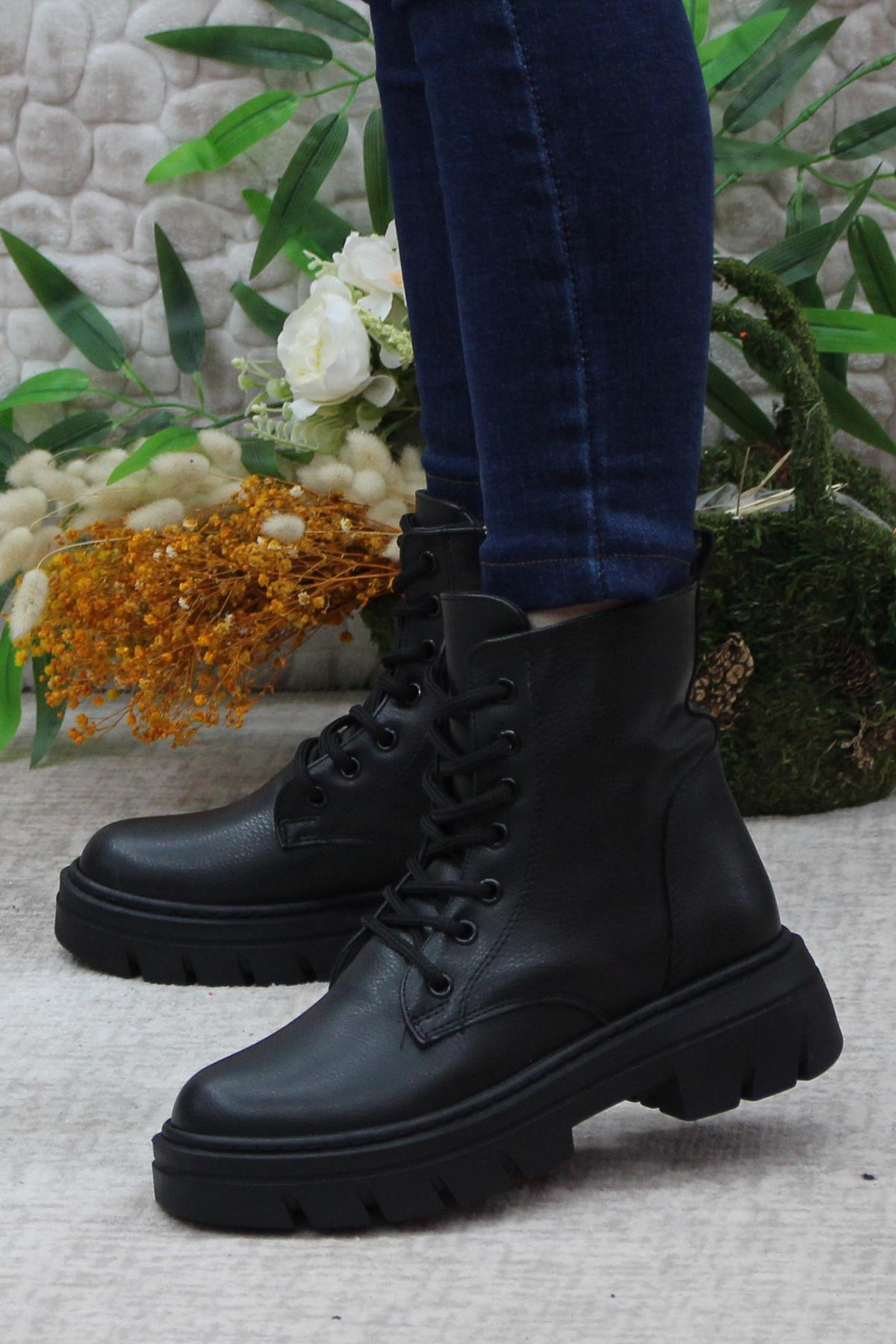 9359 İçi Sıcak Astar Fermuarlı Kadın Bot - Görsel 5