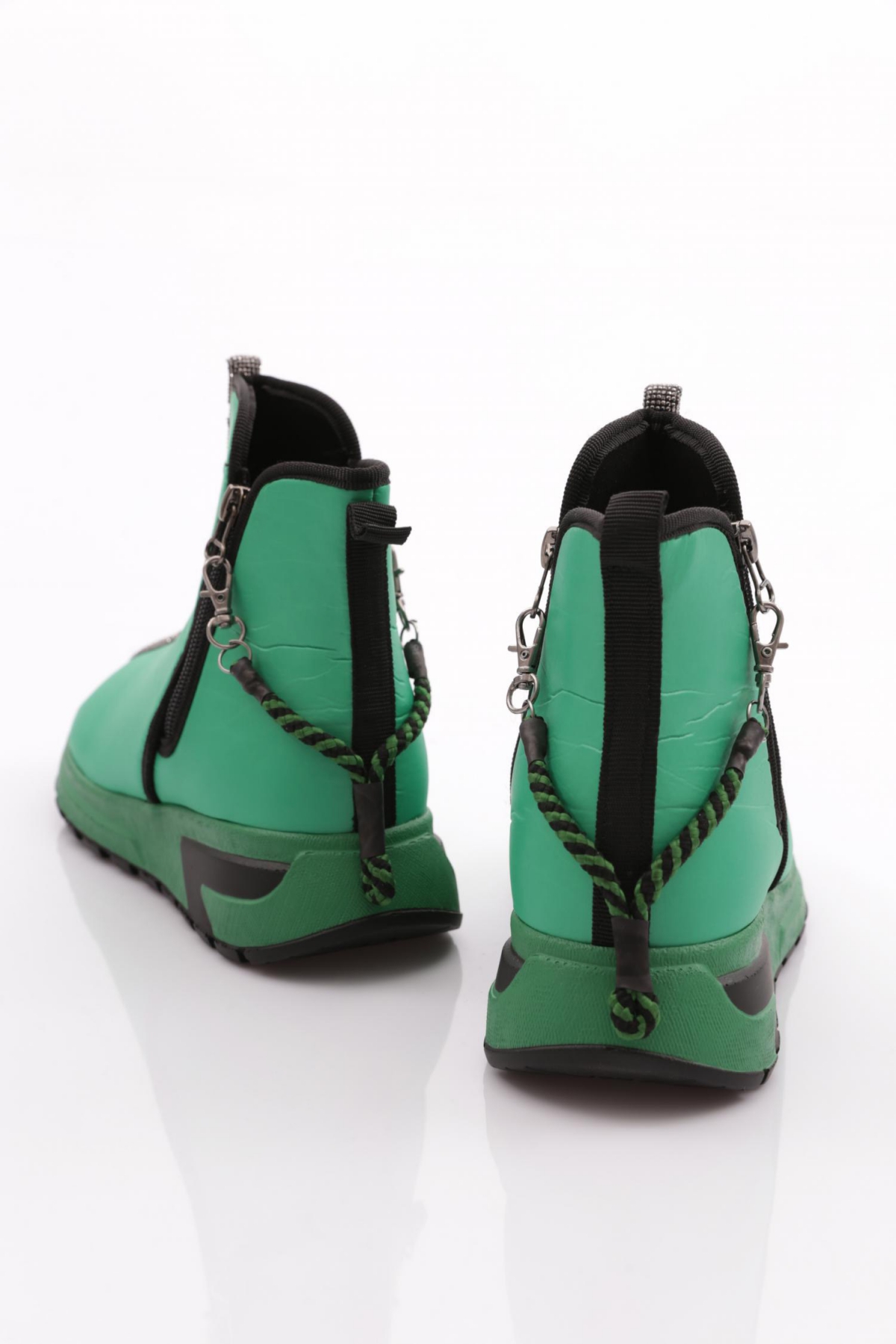 685-1-22K Kadin Kalin Taban Fermuar Detayli Silver Taşli Bot - Görsel 4