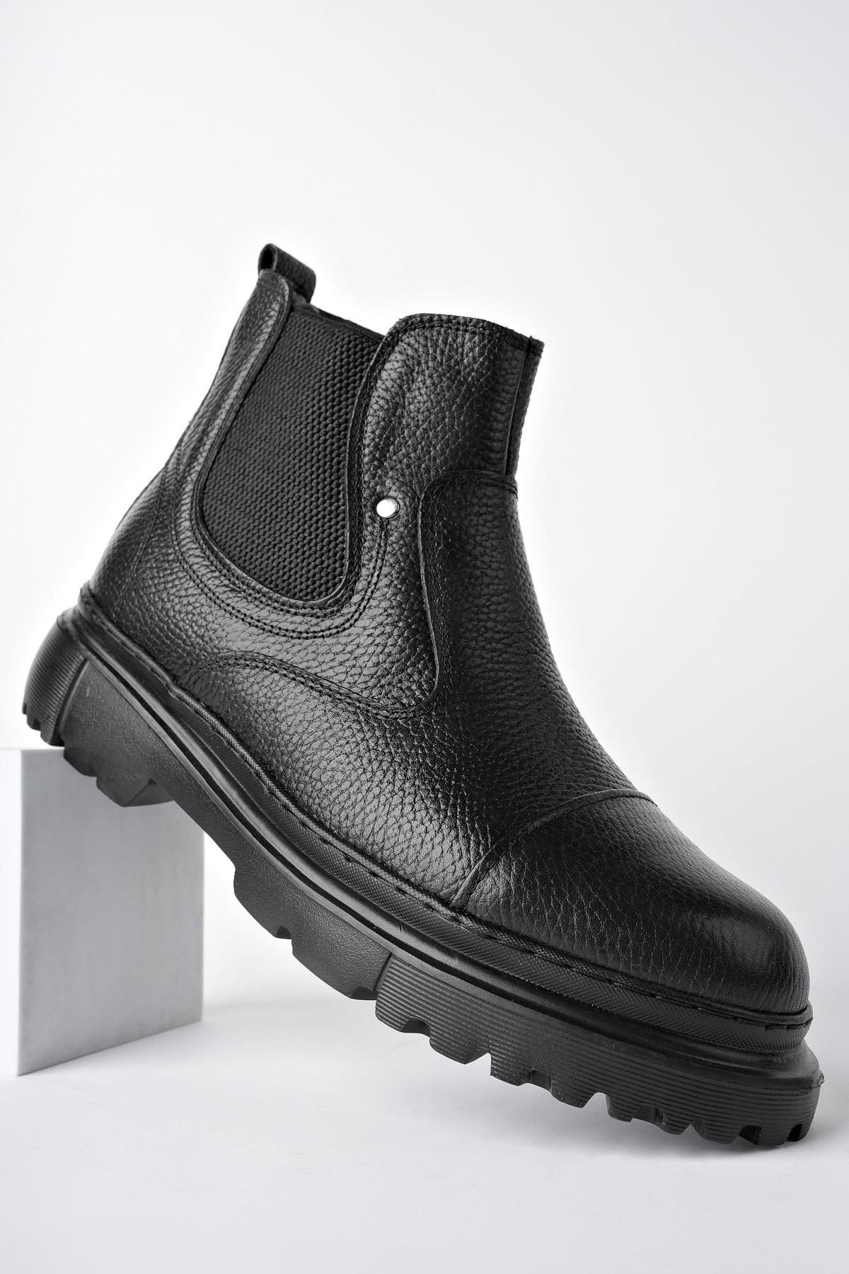 MİNJAE Garantili Hakiki Deri Fermuarlı İçi Kürklü Eva Taban Erkek Kışlık Bot - Görsel 3