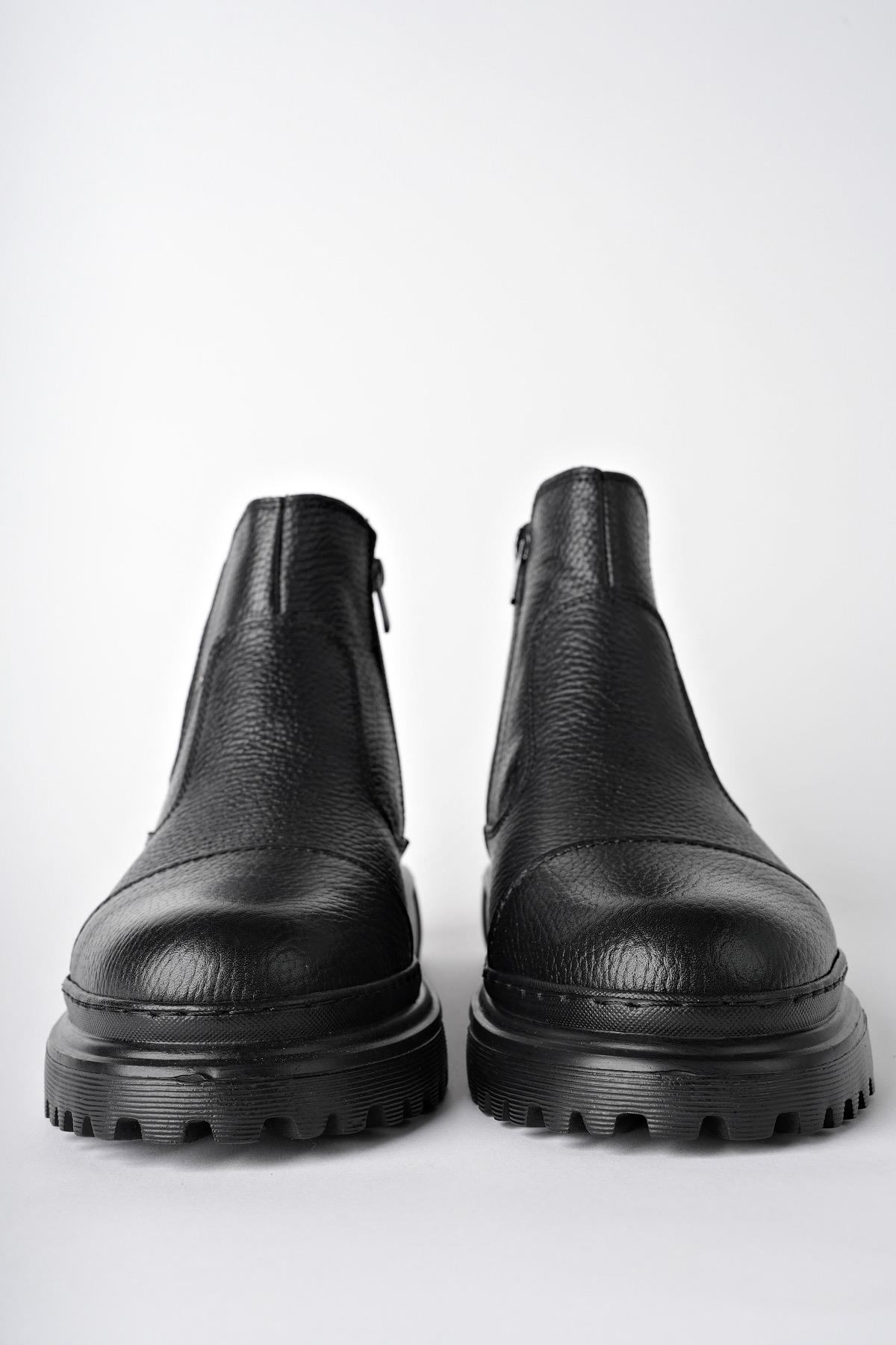 MİNJAE Garantili Hakiki Deri Fermuarlı İçi Kürklü Eva Taban Erkek Kışlık Bot - Görsel 7